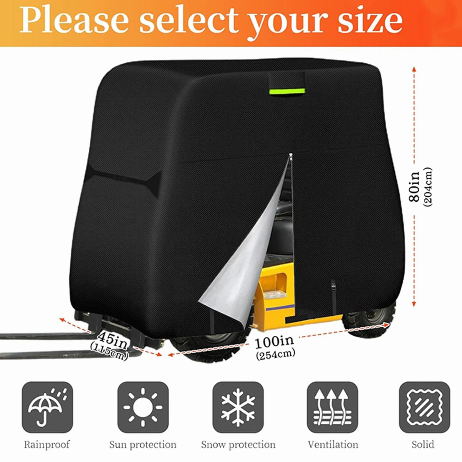 Cubierta para Carretilla Elevadora, Funda para Carretilla Elevadora Impermeable, Funda de Protección para Carretillas Elevadoras (100 x 45 x 80 inch)