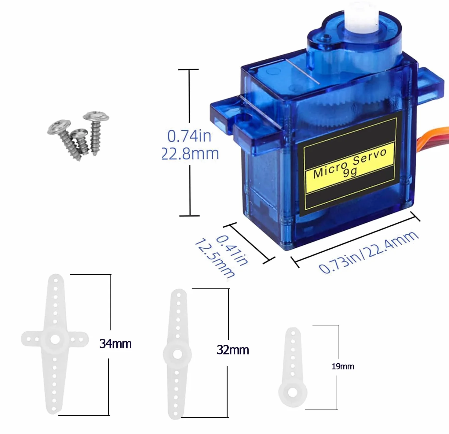 Micro Motor 9G RC Robot Helicóptero Barco Avión Coche Modelos Vehículos Control Cable Compatible Arduino (4PCS)