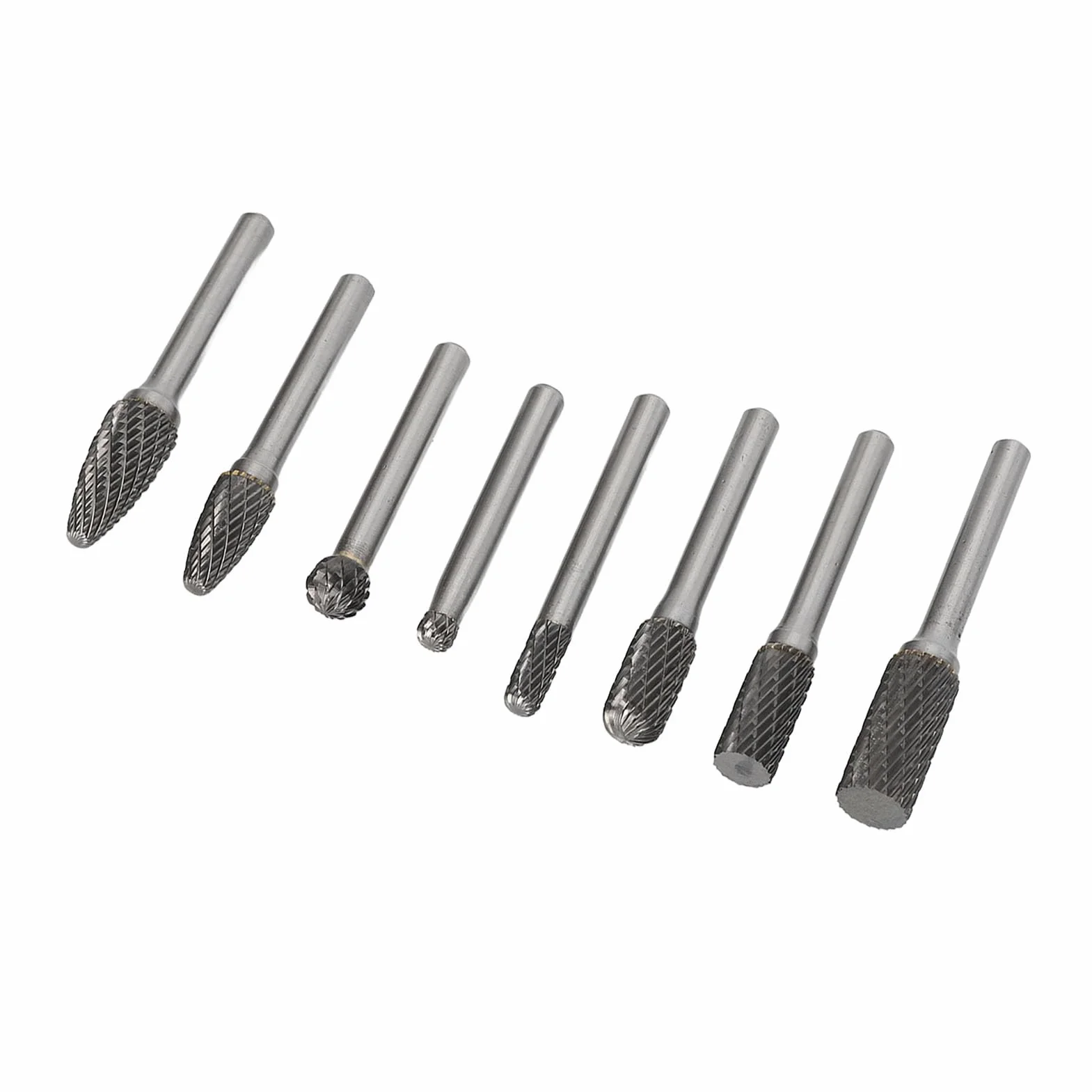 Garosa Juego de Fresas de Carburo Juego de Fresas Rotativas de Acero de Tungsteno 8 Piezas de de Doble Corte para Metal Tallado en Madera Pulido Fresado Desbarbado para Usuarios de Amoladoras