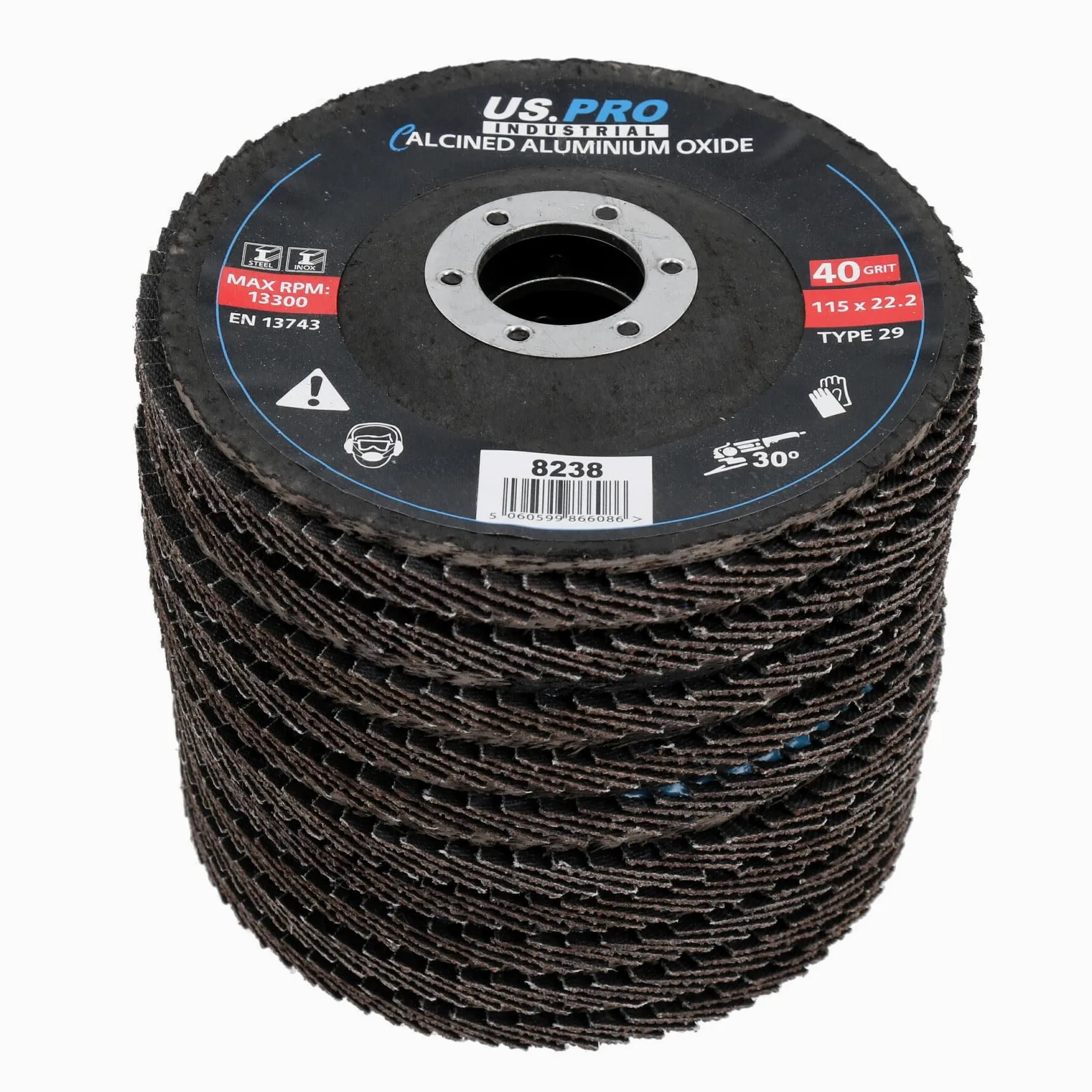 Ruedas de lijado calcinadas de disco grueso de 40 granos para amoladoras angulares de 4-1/2 pulgadas, 50 piezas