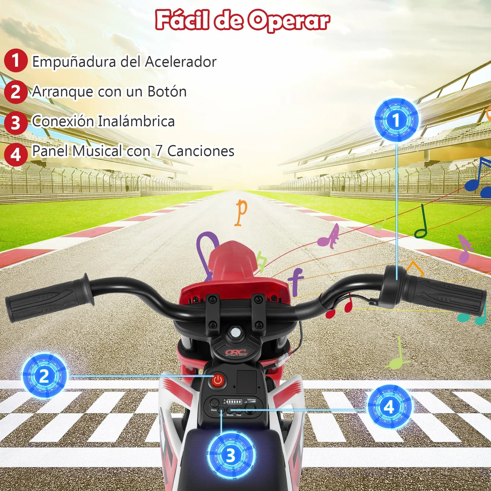 COSTWAY Motocicleta Eléctrica Infantil 12V con Ruedas de Entrenamiento Desmontables y Suspensión de Resorte (Rojo)