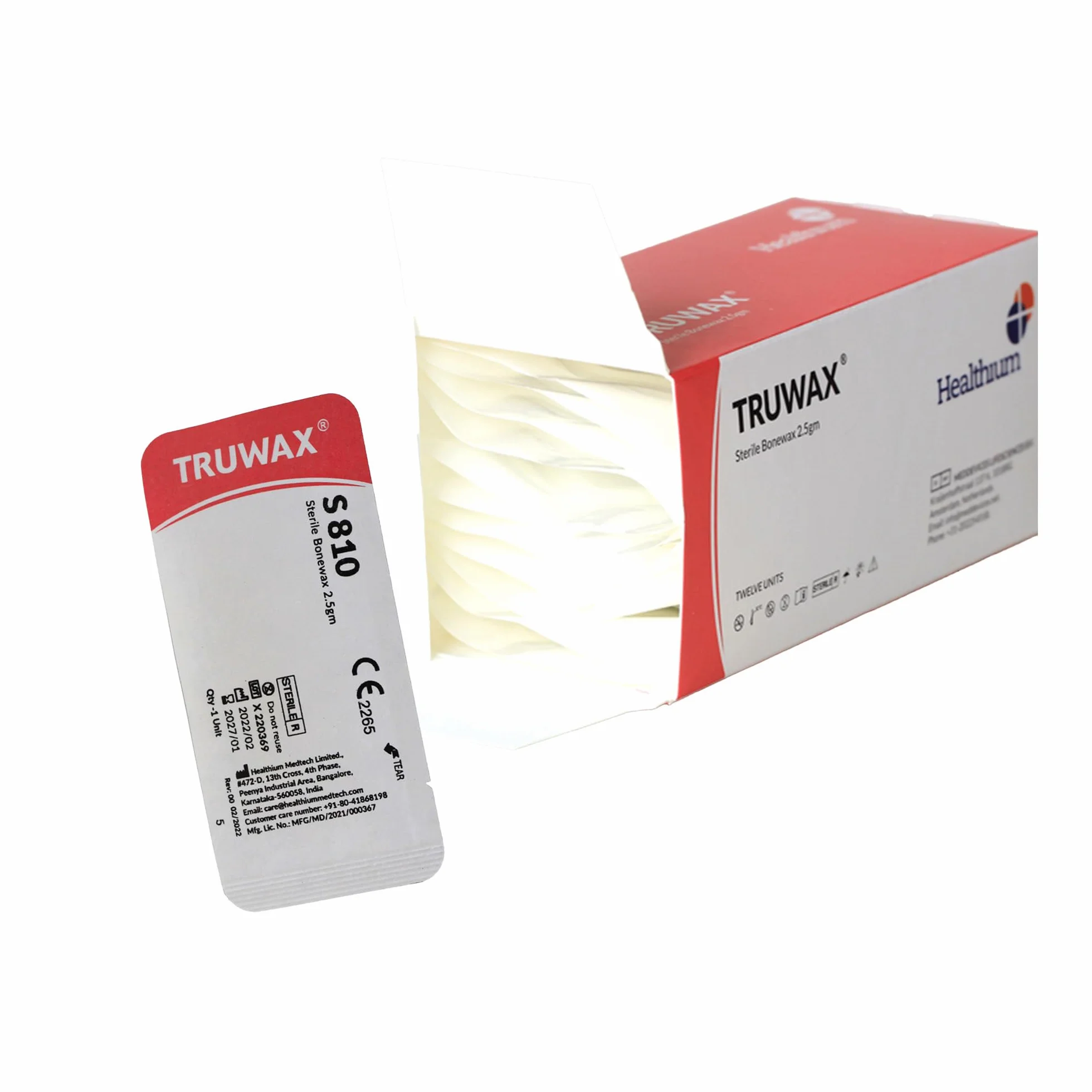 Bonewax 2,5 g, mezcla quirúrgica de cera para huesos, hemostática, para superficies de huesos, estéril, paquete de 12 unidades