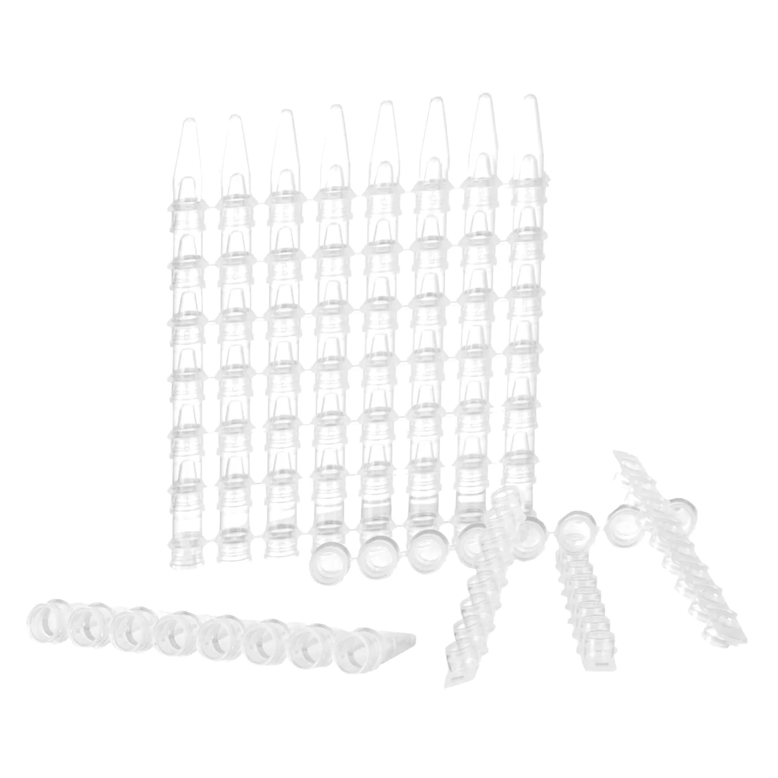 1250 tubos PCR, tubo PCR de 0,2 ml, tira de tubo PCR con tapa convexa, 8 tubos cónicos, transparente