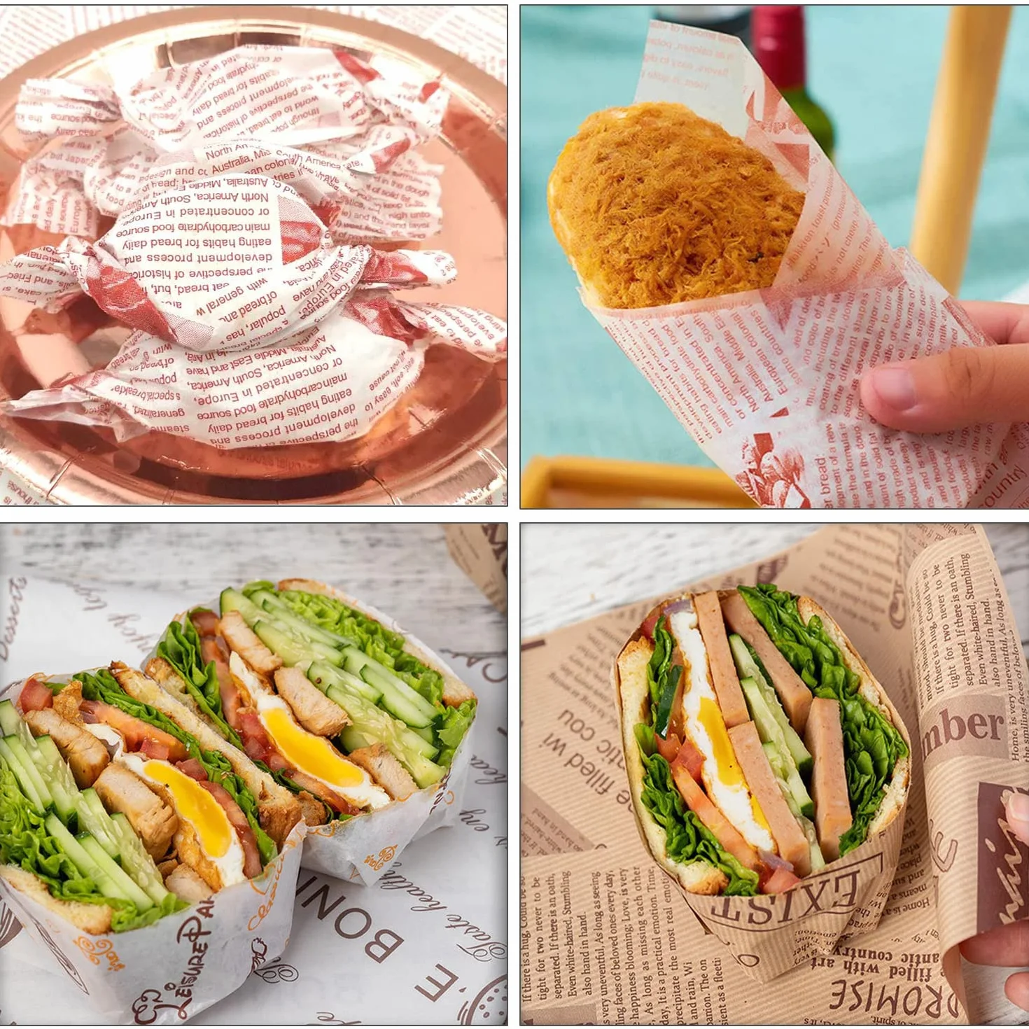 Papel para Envolver Comida Impermeable a Prueba de Aceite 100 Hojas