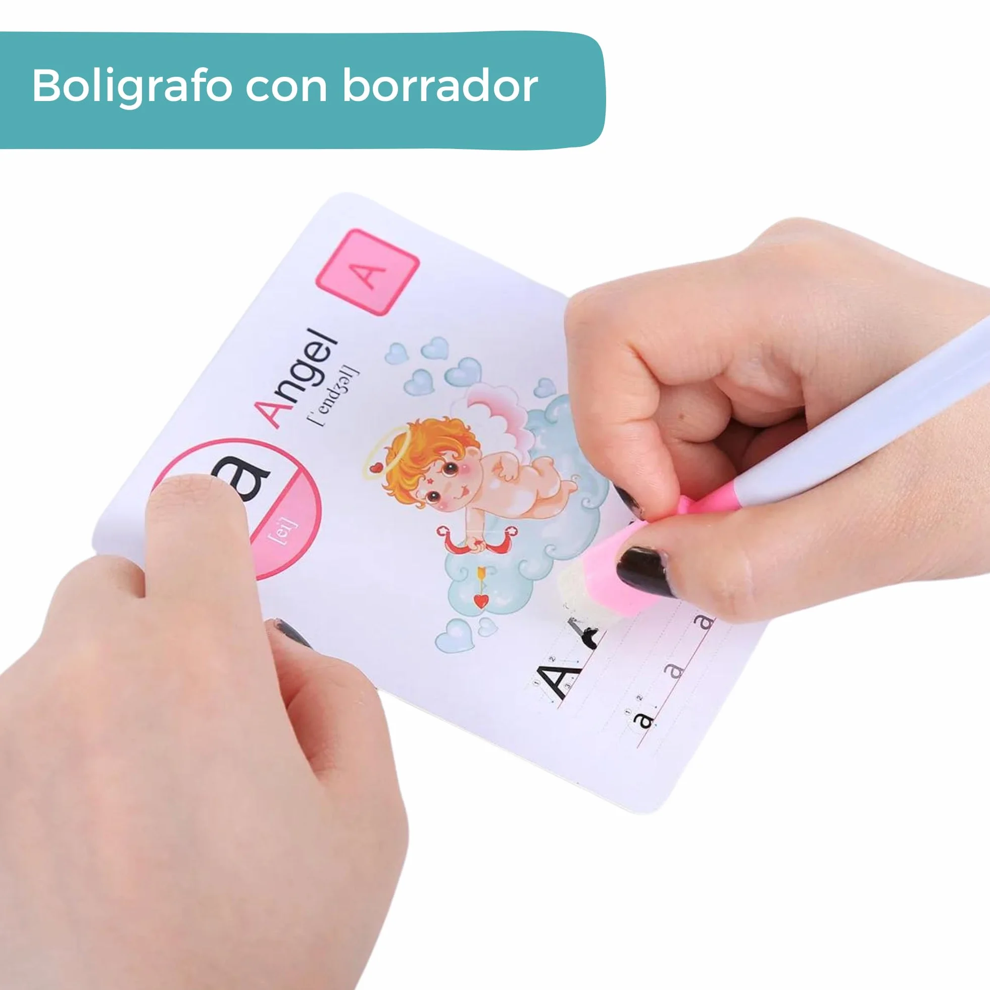 Tarjetas Educativas Montessori para Aprender a Leer, Escribir, Números, Sumar y Restar, Incluye Rotulador con Borrador, Educación Infantil 4+