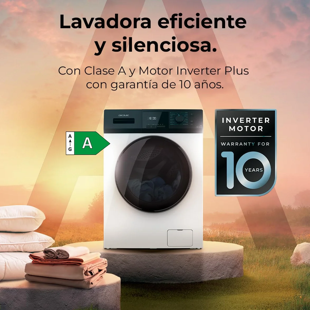 Cecotec Lavadora 7Kg Carga Frontal Bolero Dresscode 7410 Inverter 1850W 1200 rpm 16 Programas