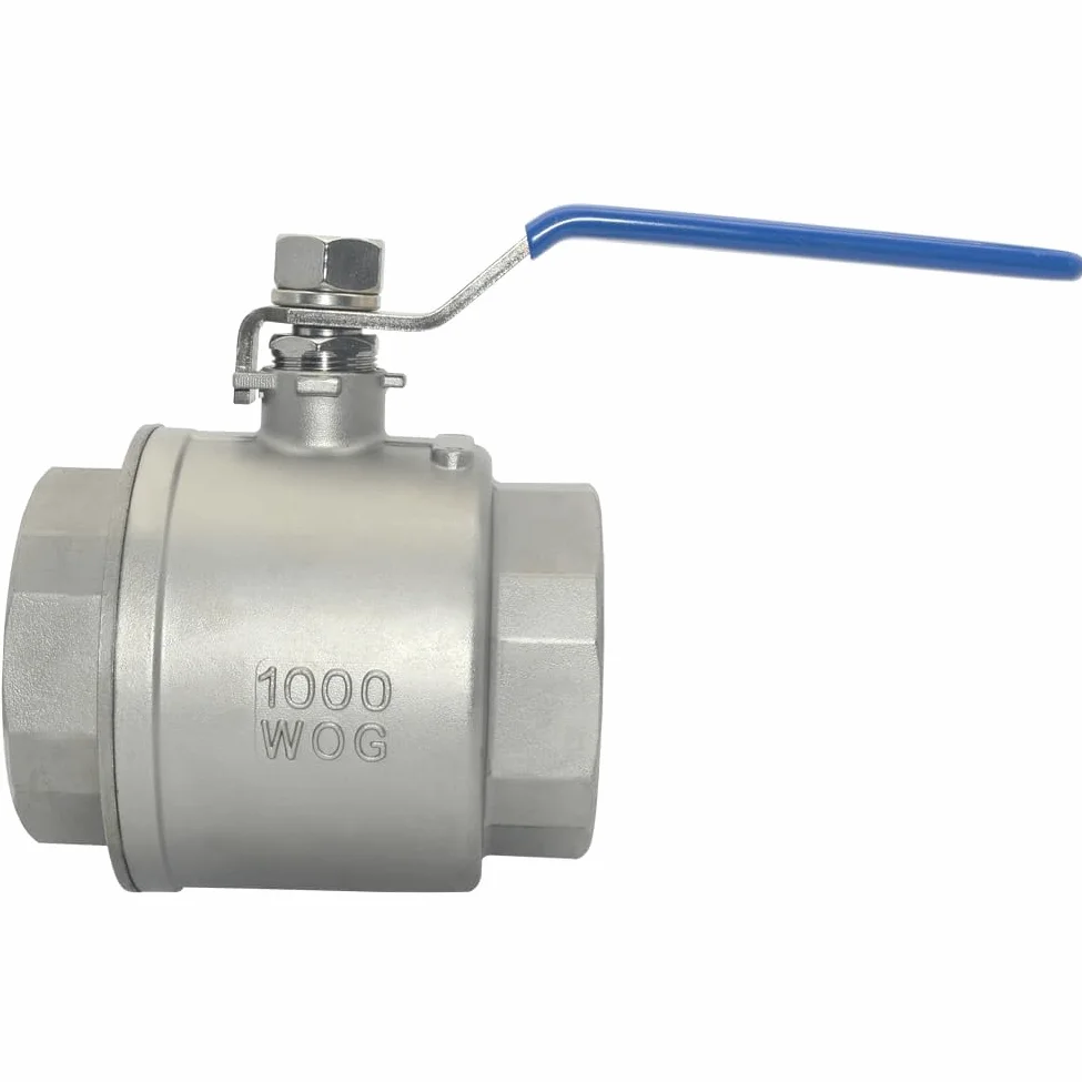 VARMHUS Válvula de bola NPT hembra de acero inoxidable 316 con mango de vinilo WOG1000 (3 pulgadas)