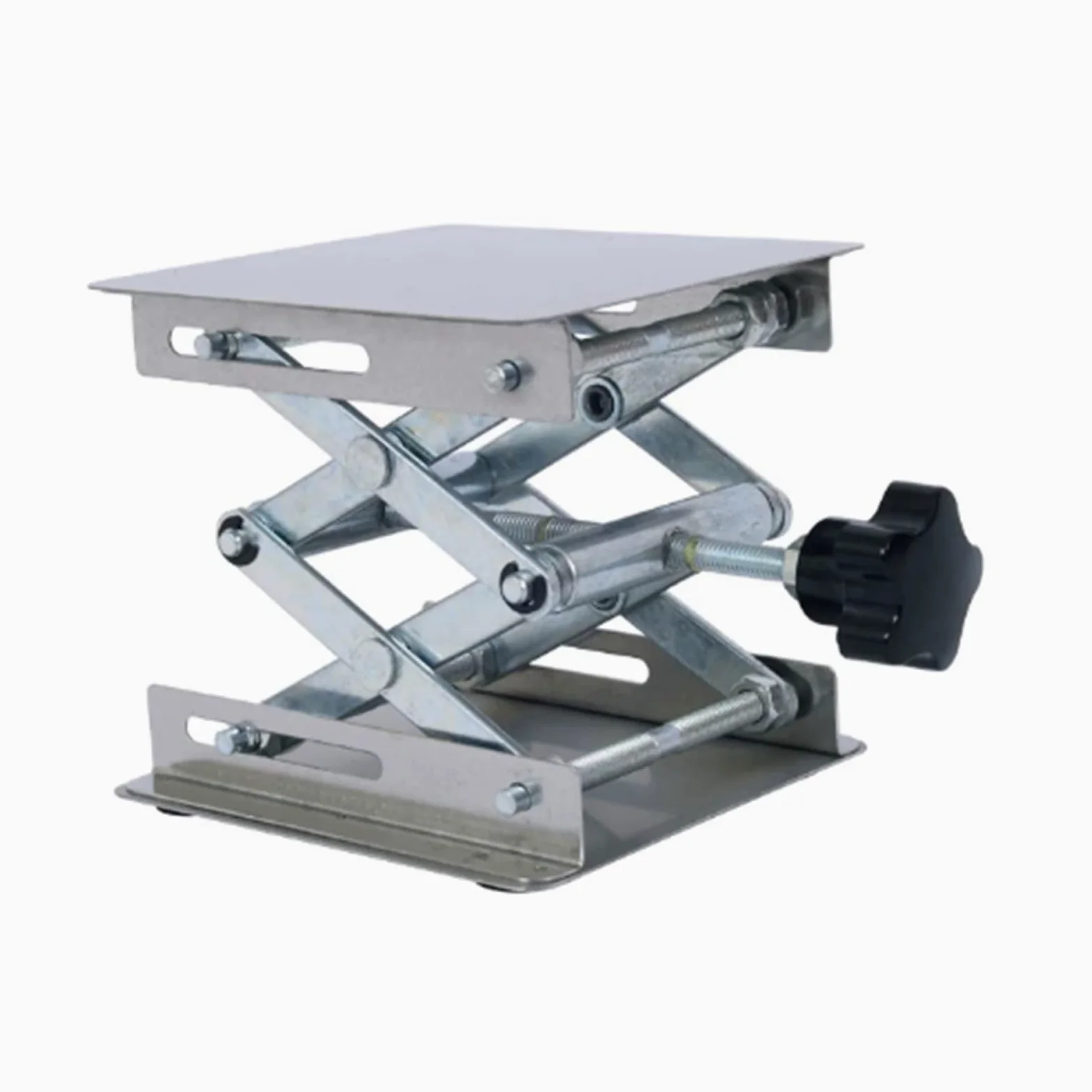 Soporte De Gato Laboratorio Acero Inoxidable, Plataforma | Con tapete antideslizante, rango de altura de elevación expandible 50-460 mm, peso máximo de soporte 25 kg(250x250mm)