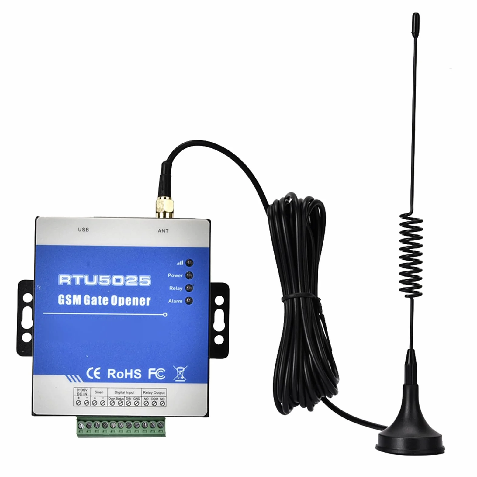 gsm RTU5025 Abrepuertas de Garaje Remoto gsm Puerta Abierto 1000 Control Histórico Alarma 2G/3G/4G Relé de vigilancia para la fábrica de Alarma Apertura de la Puerta de Garaje (Azul)