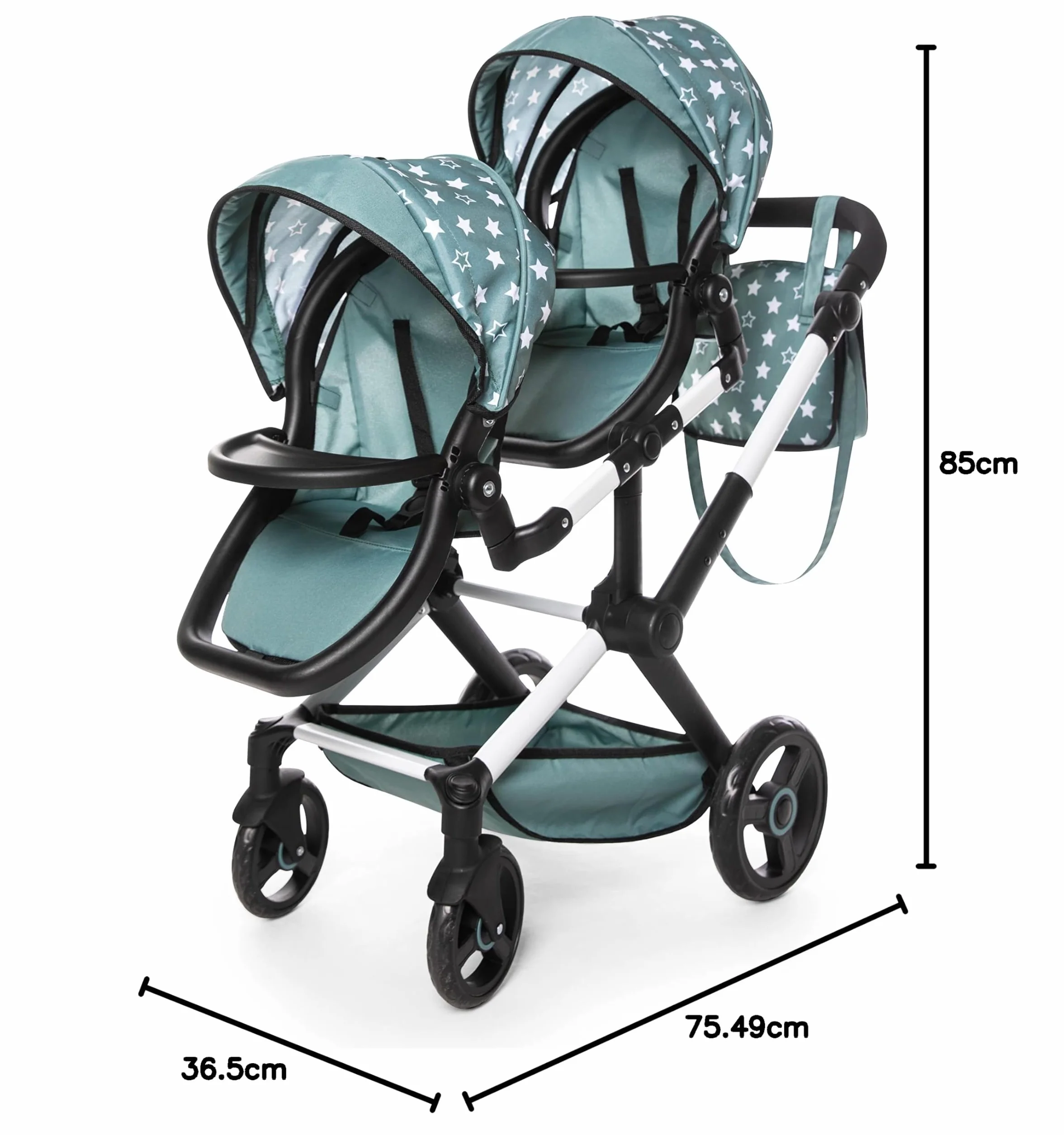 Bayer Design Twin Xeo Cochecito de muñeca gemelas Carrito Doble Altura Regulable