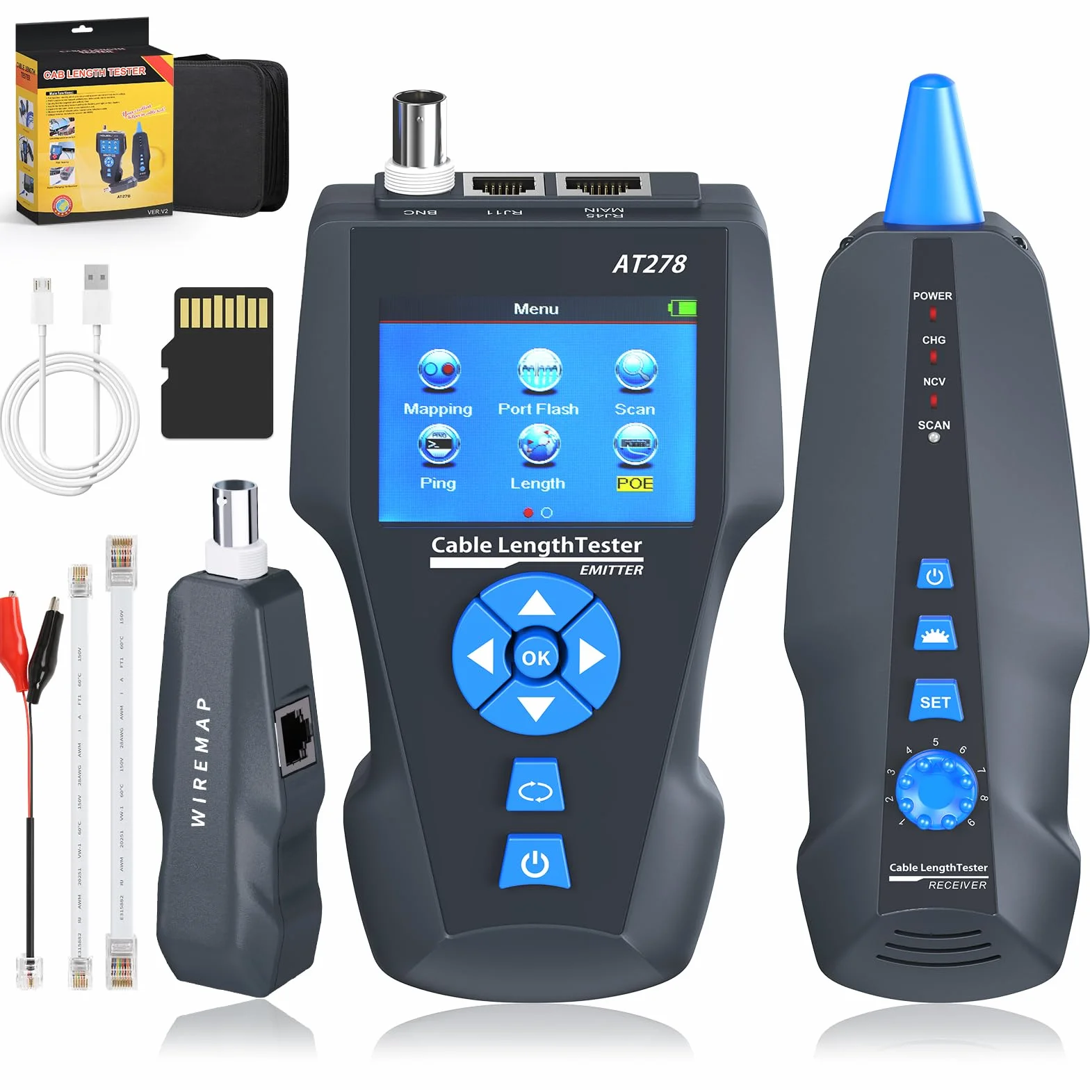 comprobadores de cables de red, NF-8601S TDR Multifuncional LCD Line Length Tester Breakpoint Testers Tracker RJ45/RJ11/BNC/Metal Cable/PING/POE Cable