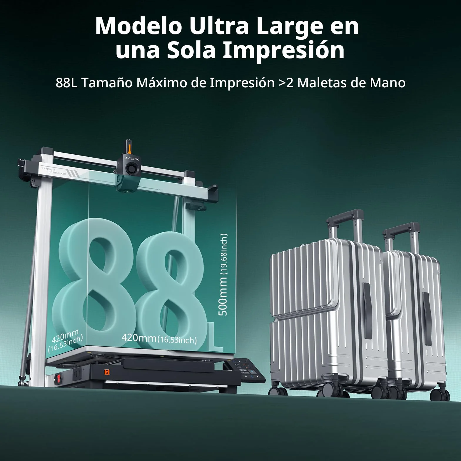 Anycubic Kobra 3 MAX Combo Impresora 3D, Inteligente Multicolor Impresión, 600 mm/s Alta Velocidad, Auto Nivelación Imprimir, Tamaño de impresión: 420 x 420 x 500 mm