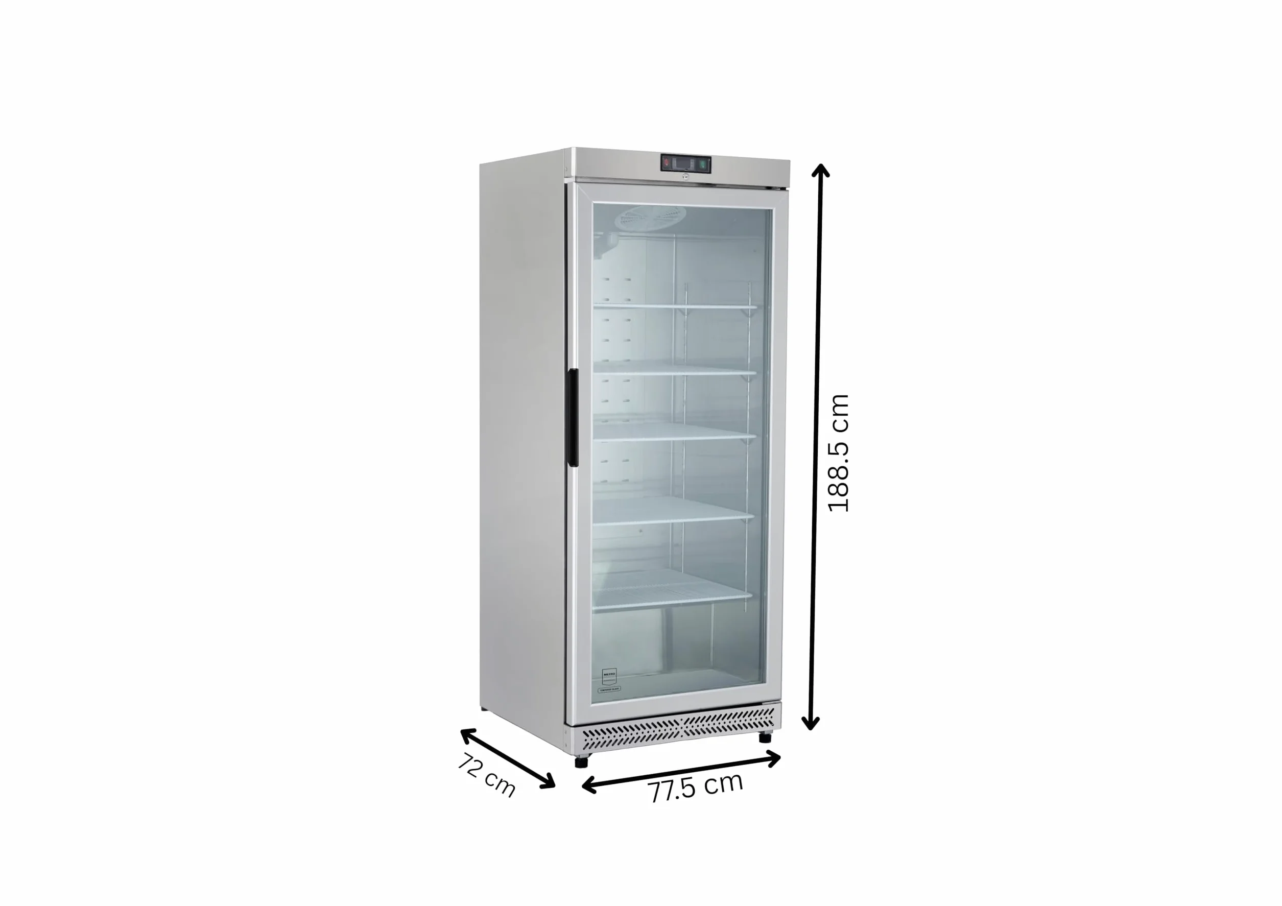 METRO Professional Congelador Vertical GFR6600SG 380 L 77.5x72x188.5 cm 5 Estantes Plata