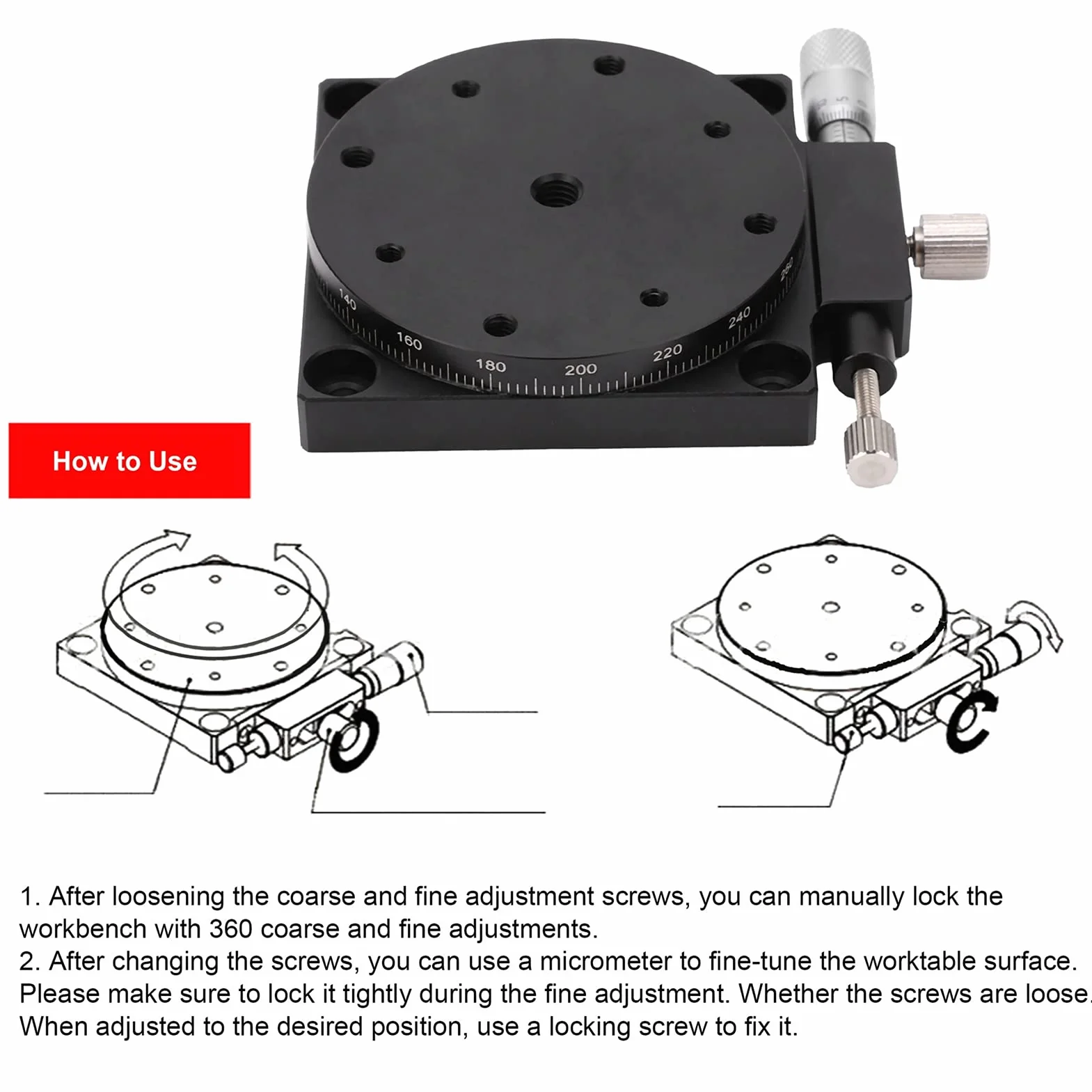 Plataforma de desplazamiento manual Los ejes R Rotación Etapa lineal de 360 ​​° Tabla 60 mm RS60 L Tuning Fine Sliding Etapa óptica