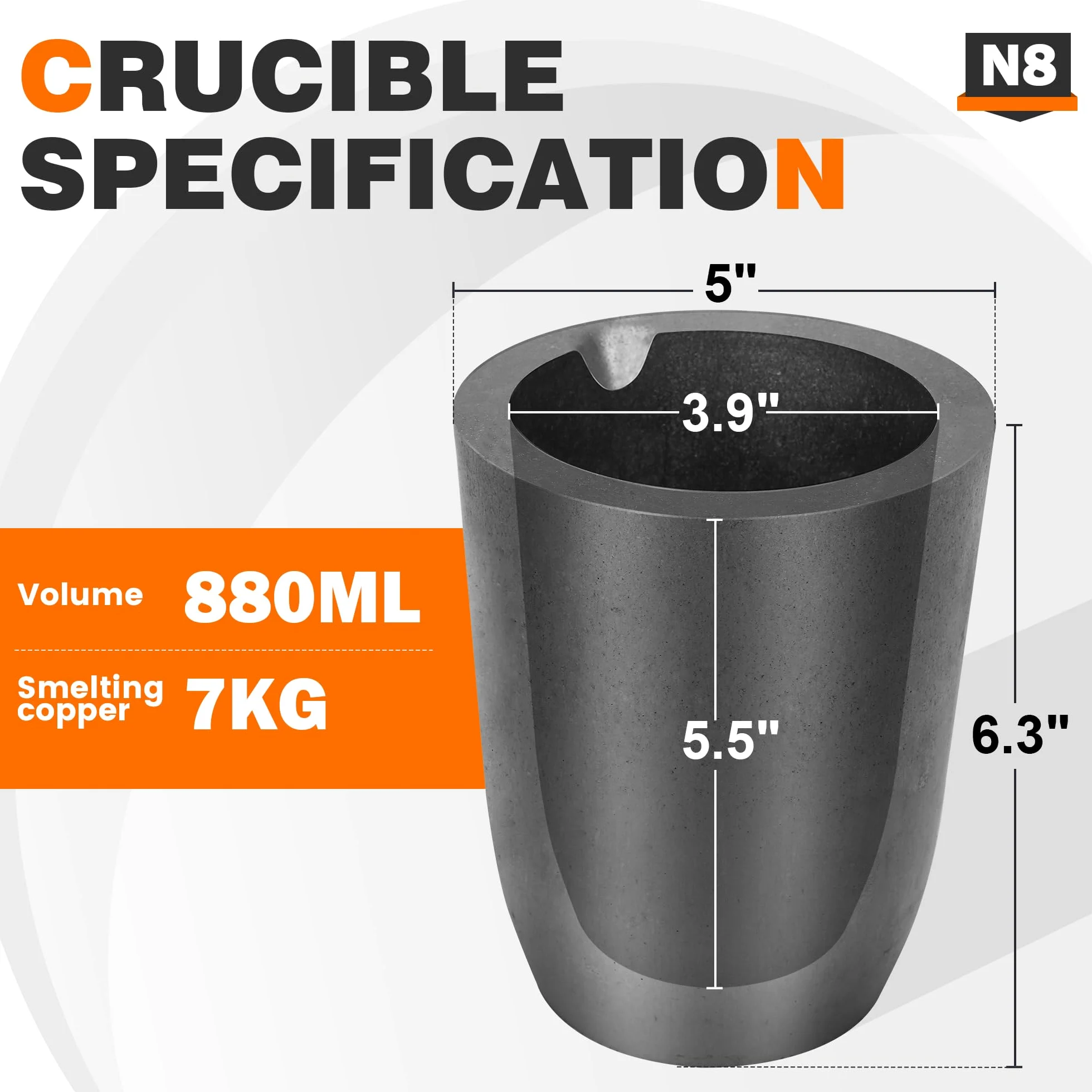 Crisoles de grafito de carburo de silicio,Crisoles para derretir metal,Resiste la alta temperatura 1800 ℃(3000 °F), Fundición de fundición de refinación de aluminio oro plata cobre