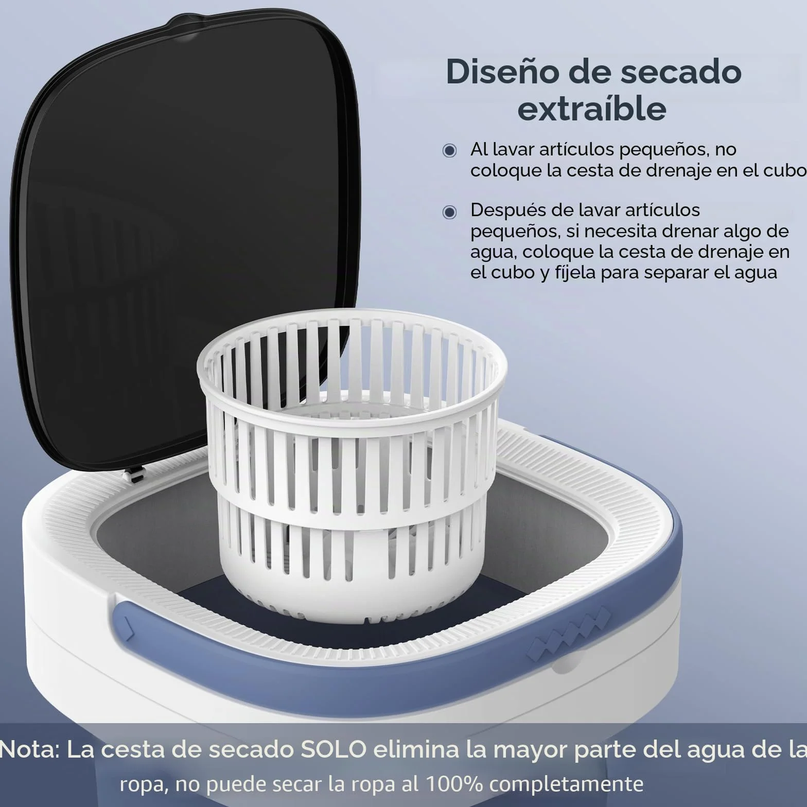 Lavadora Portátil 12L Mini Lavadora Pequeña con Centrifugado y 3 Modos de Limpieza, Plegable para Apartamentos (Púrpura)