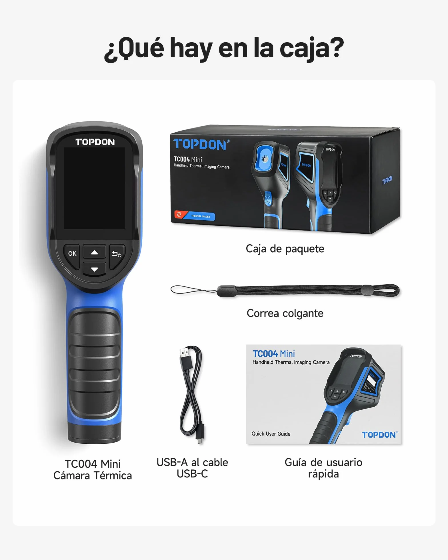 TOPDON Cámara Térmica TC004 Mini, 240x240 IR resolución, 15 h de duración de batería, -20°C - 450°C, 25 Hz, Termográficas para inspección de Sistemas de calefacción, ventilación y Aire Acondicionado