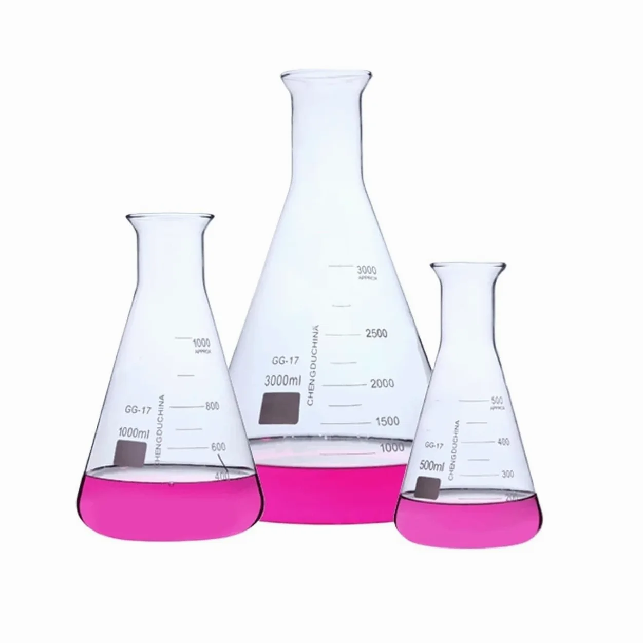 Campana de vidrio graduada GG-17, 50 100 250 500 1000ml, botella de boca ancha, cristalería de laboratorio, experiencia química(2000ml 2PCS)