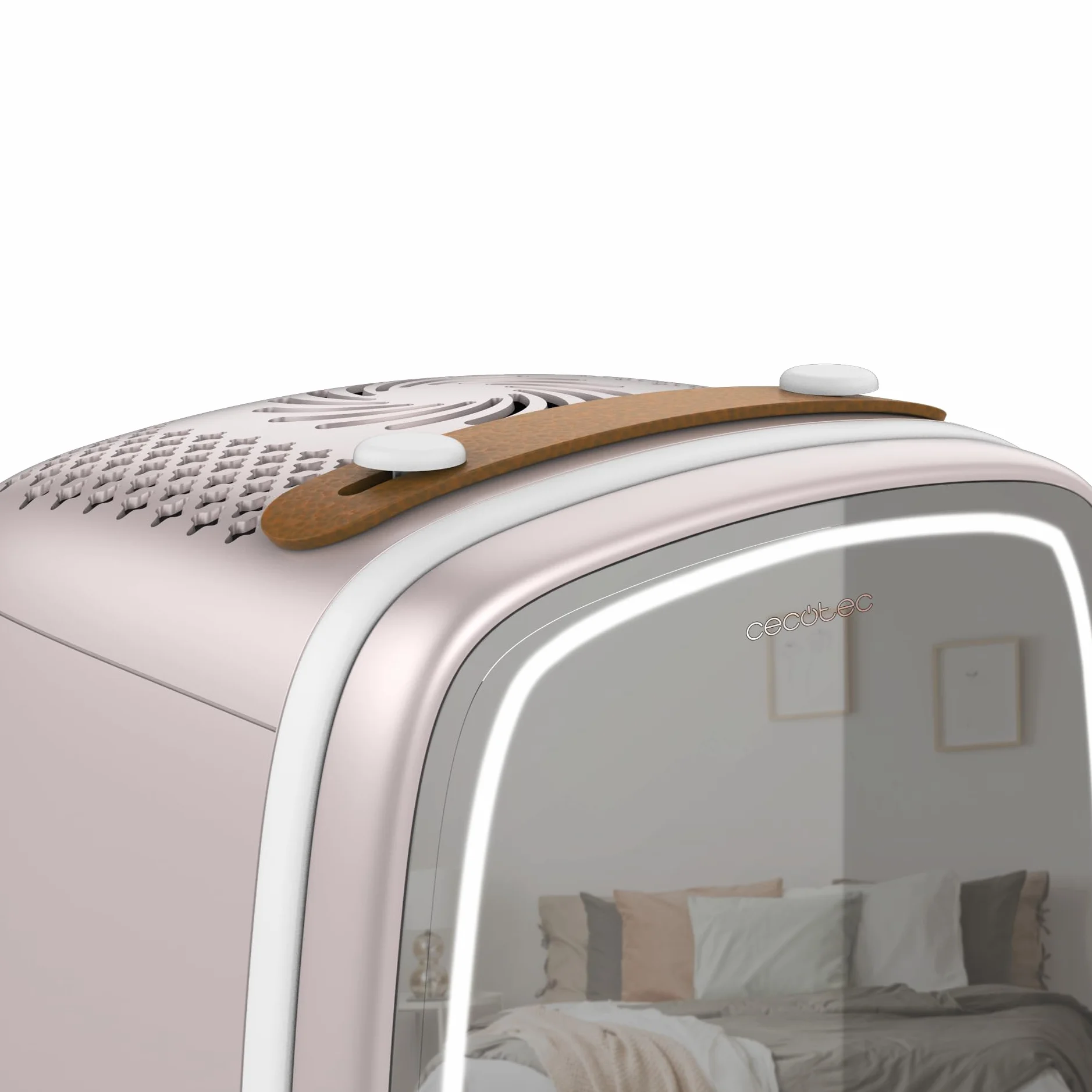Cecotec Bamba CoolingBeauty 6000 Mirror Rose Mini Frigorífico 6L Nevera Pequeña Cosméticos Puerta Espejo LED