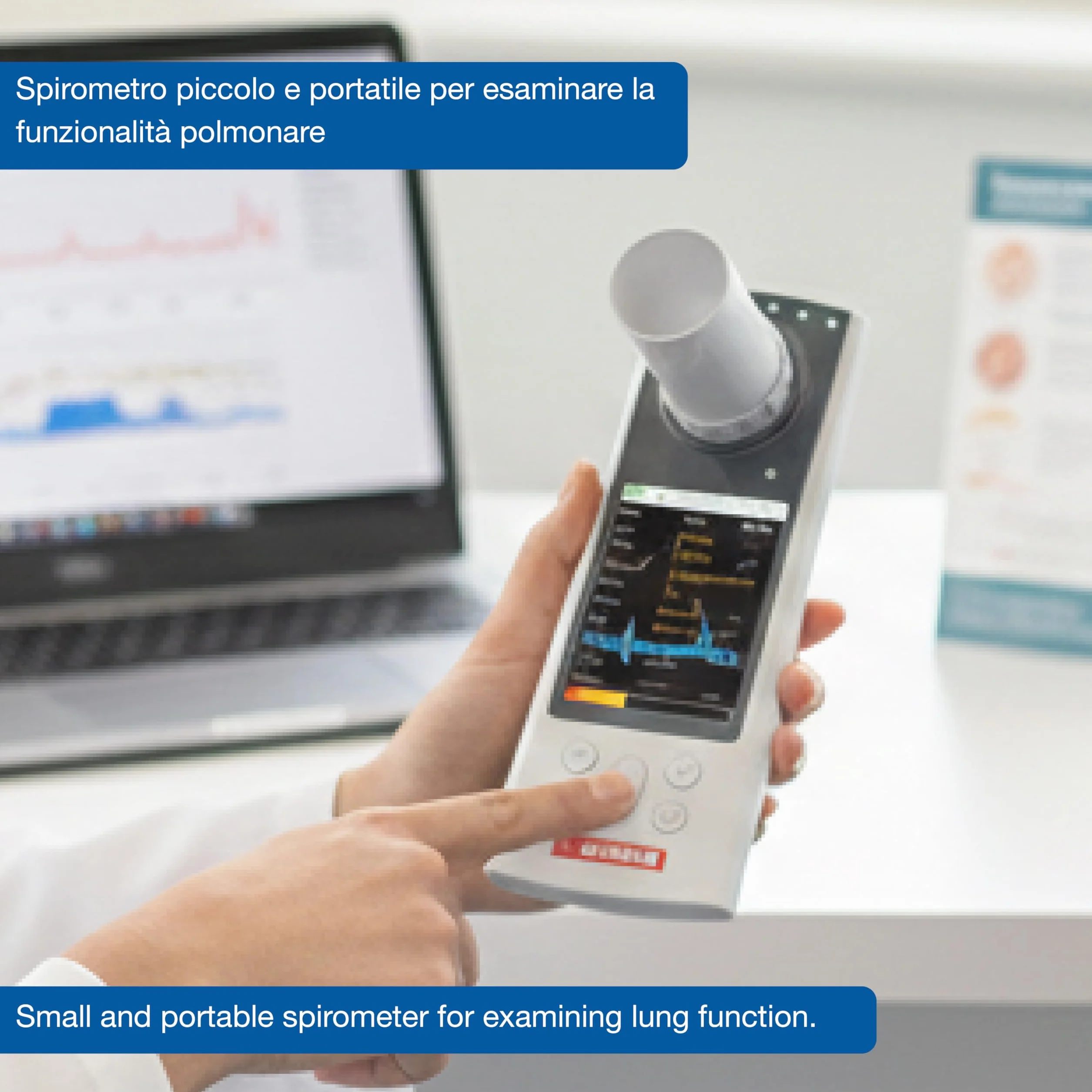 GIMA SP80B Espirómetro pequeño y portátil para la función pulmonar, 33551