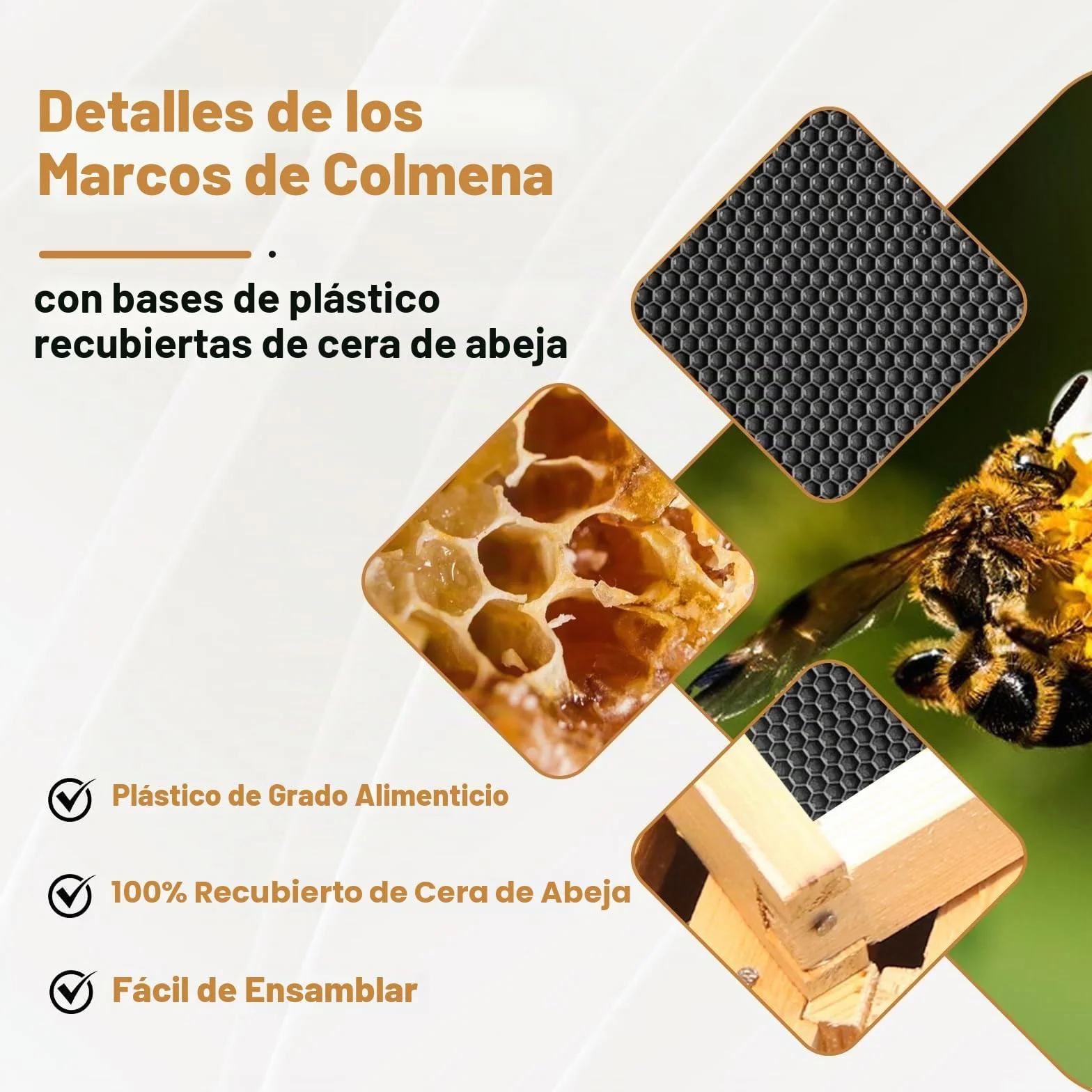 Juego de iniciación de colmena, caja de almacenamiento con 10 panales profundos, botín de madera maciza con marco de madera y base encerada, caja de colmenas, suministros sostenibles para apicultura