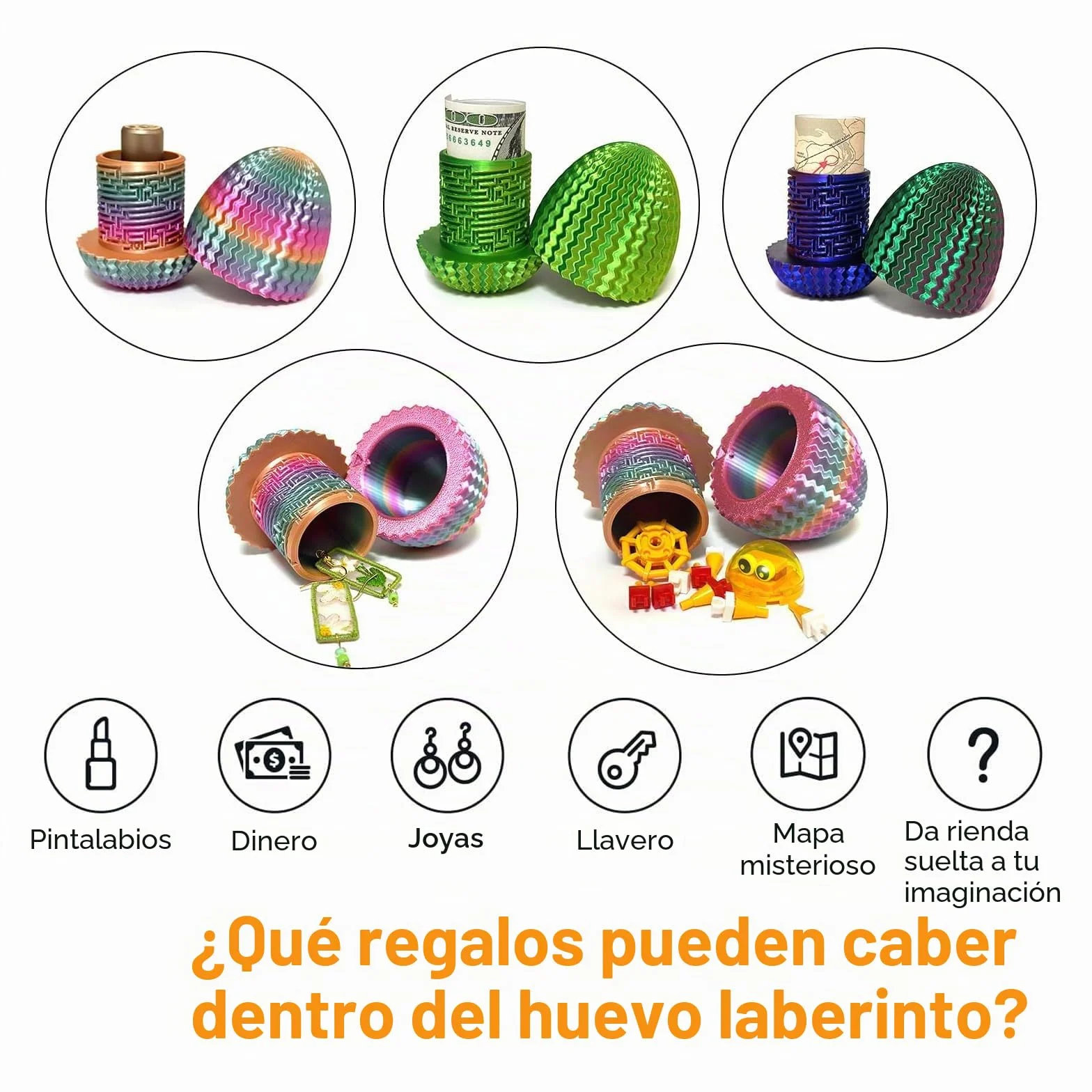 Caja Misteriosa Enigma Laberinto Ovalado Impresa 3D Azul-Verde Compartimento Secreto Cilindro Código Entrenamiento Concentración