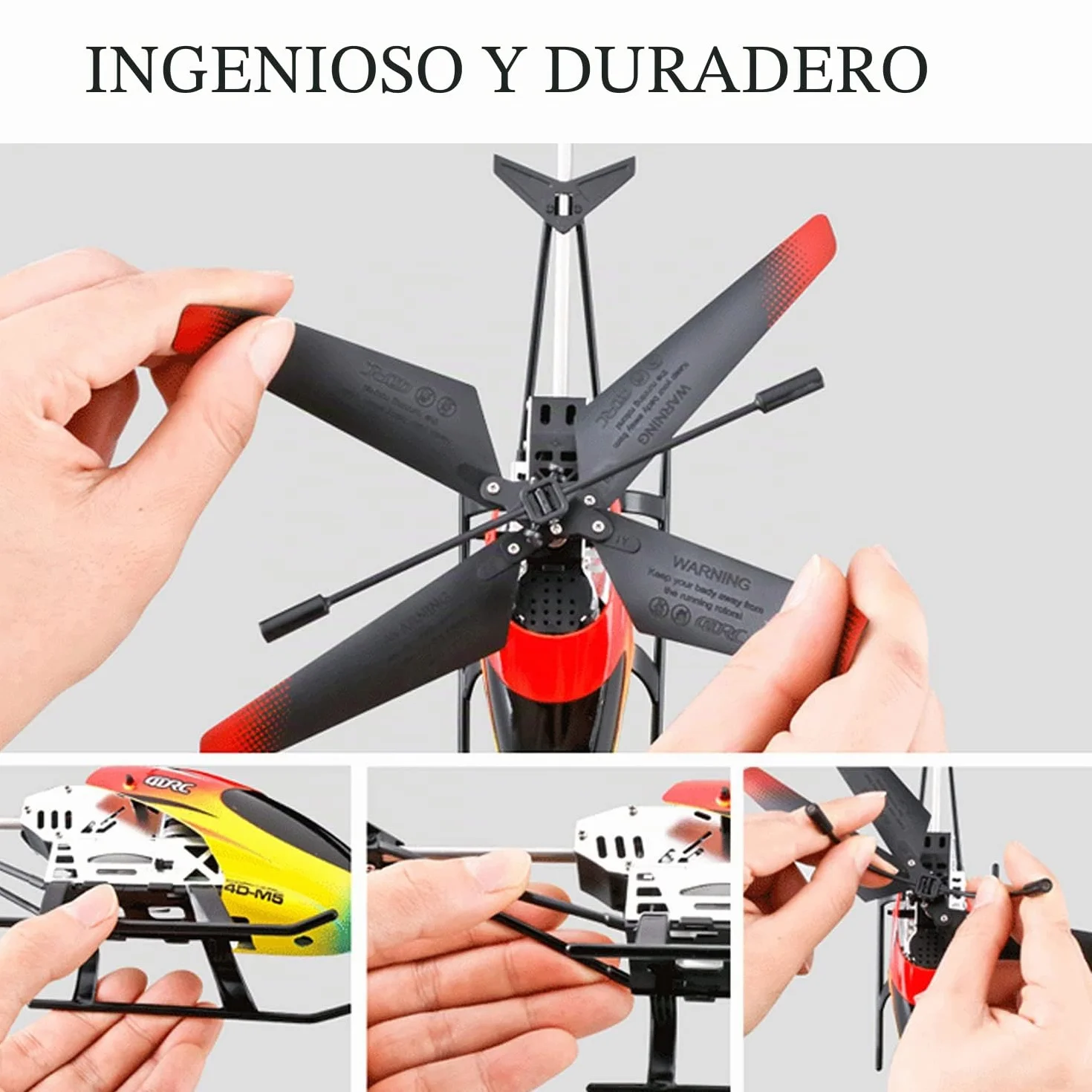 4DRC M5 Helicóptero Teledirigido Interior, Mini Helicóptero Juguete 3,5 Canales LED, 2 Baterías