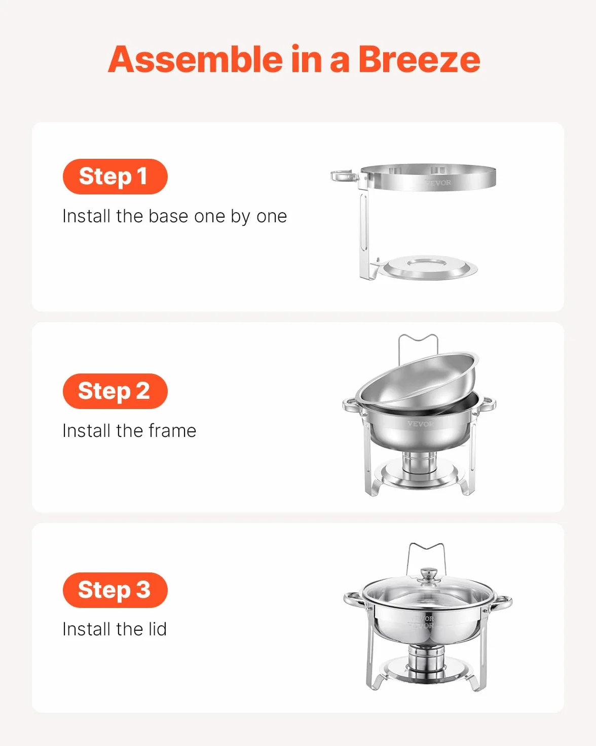 VEVOR Calentador de Alimentos con 2 Recipientes 4,7 L, Redondo, para Catering, Tapa de Vidrio, Soporte Plegable, Bufé