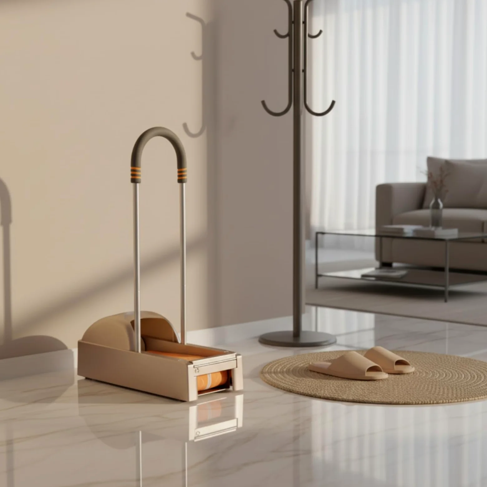 Qianly Máquina Automática Cubrezapatos Mango Equipo Sanitario Compacto Accesorio Doméstico para Interior, Champán