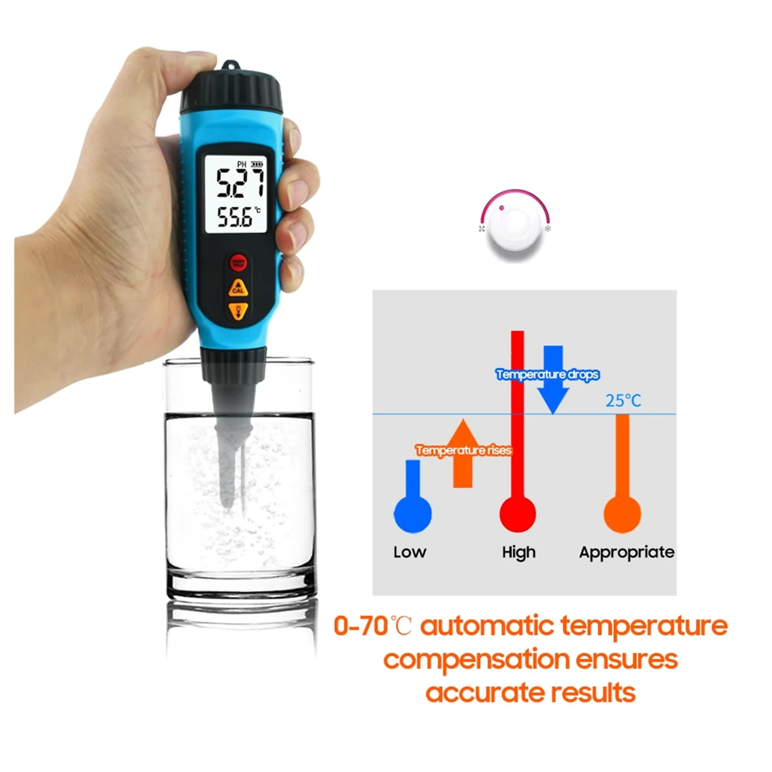 Medidor de PH PH818M for procesamiento alimentos 2 en 1 probador medidor temperatura solución retroiluminación LCD Digital, Probador preciso(Food PH Meter)