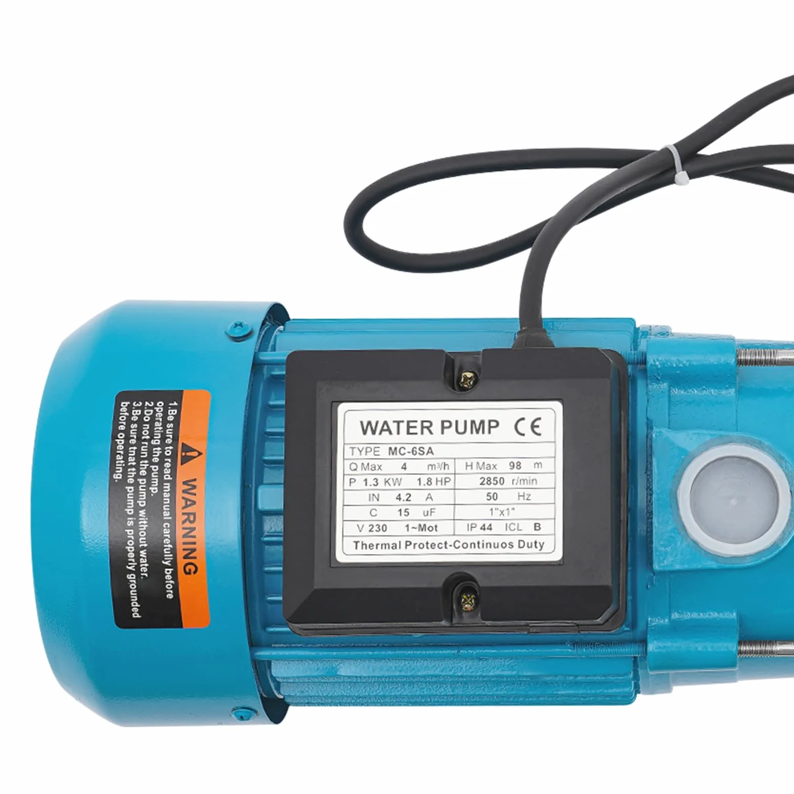 Bomba centrífuga de 1300 W, de acero inoxidable, 1,8 HP 220 V, bomba de agua doméstica, bomba de jardín con interruptor de presión, bomba de chorro para granjas, estanques, jardines, riego