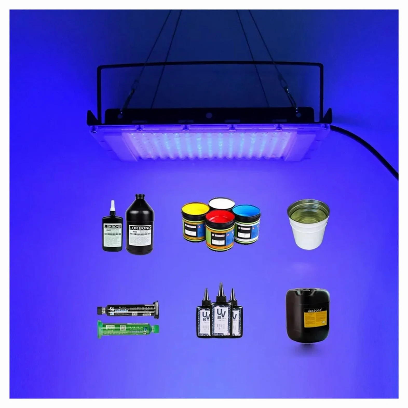 Lámpara de curado UV LED 365nm 395nm 100W 300W luz púrpura detección fluorescente