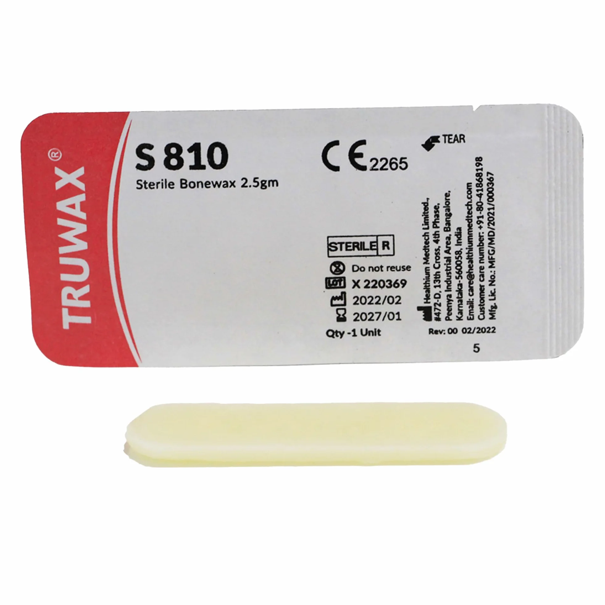 Bonewax 2,5 g, mezcla quirúrgica de cera para huesos, hemostática, para superficies de huesos, estéril, paquete de 12 unidades