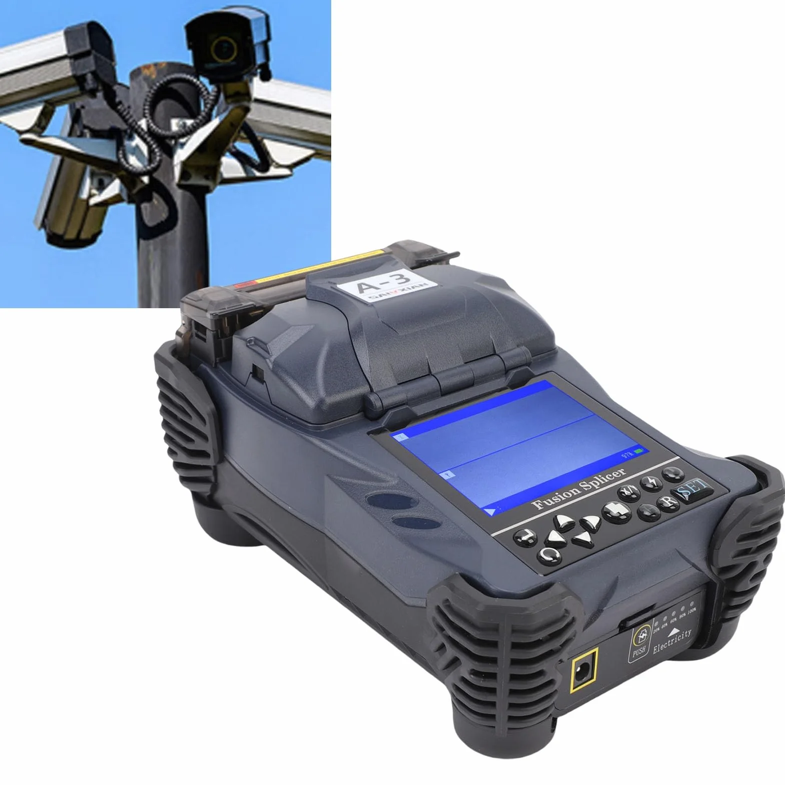 Akozon Máquina de Empalme Automática de Fibra óptica Fusión Enchufe UE