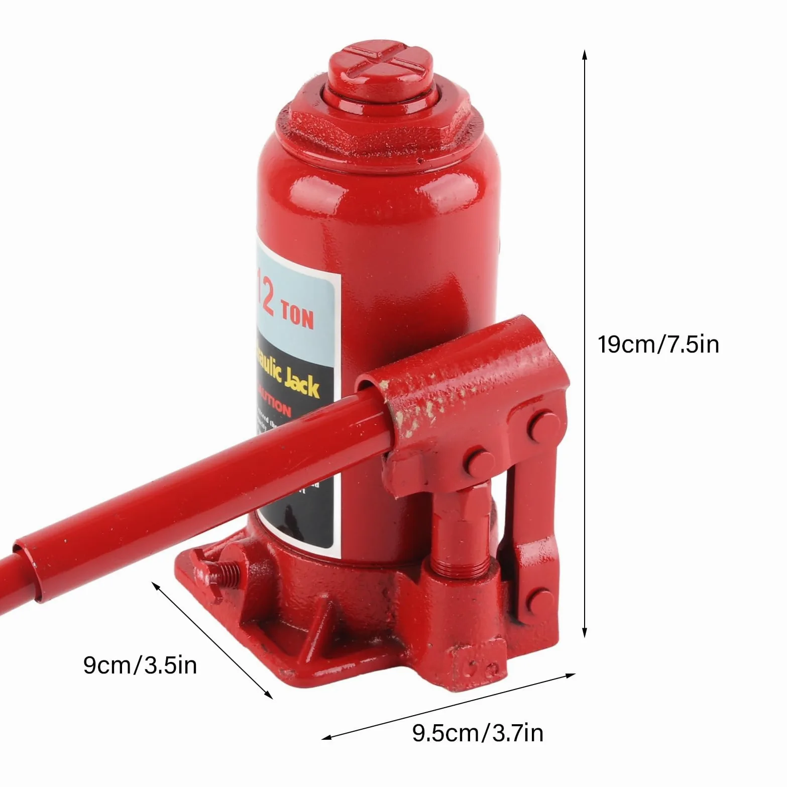 Cocoarm Gatos Hidráulicos de Botella, Gatos Hidráulicos de 12 Toneladas con Construcción de Placa de Acero Gruesa, Rango de Elevación de 195-370 Mm, Silla Ranurada y Base Ancha, para Construcción