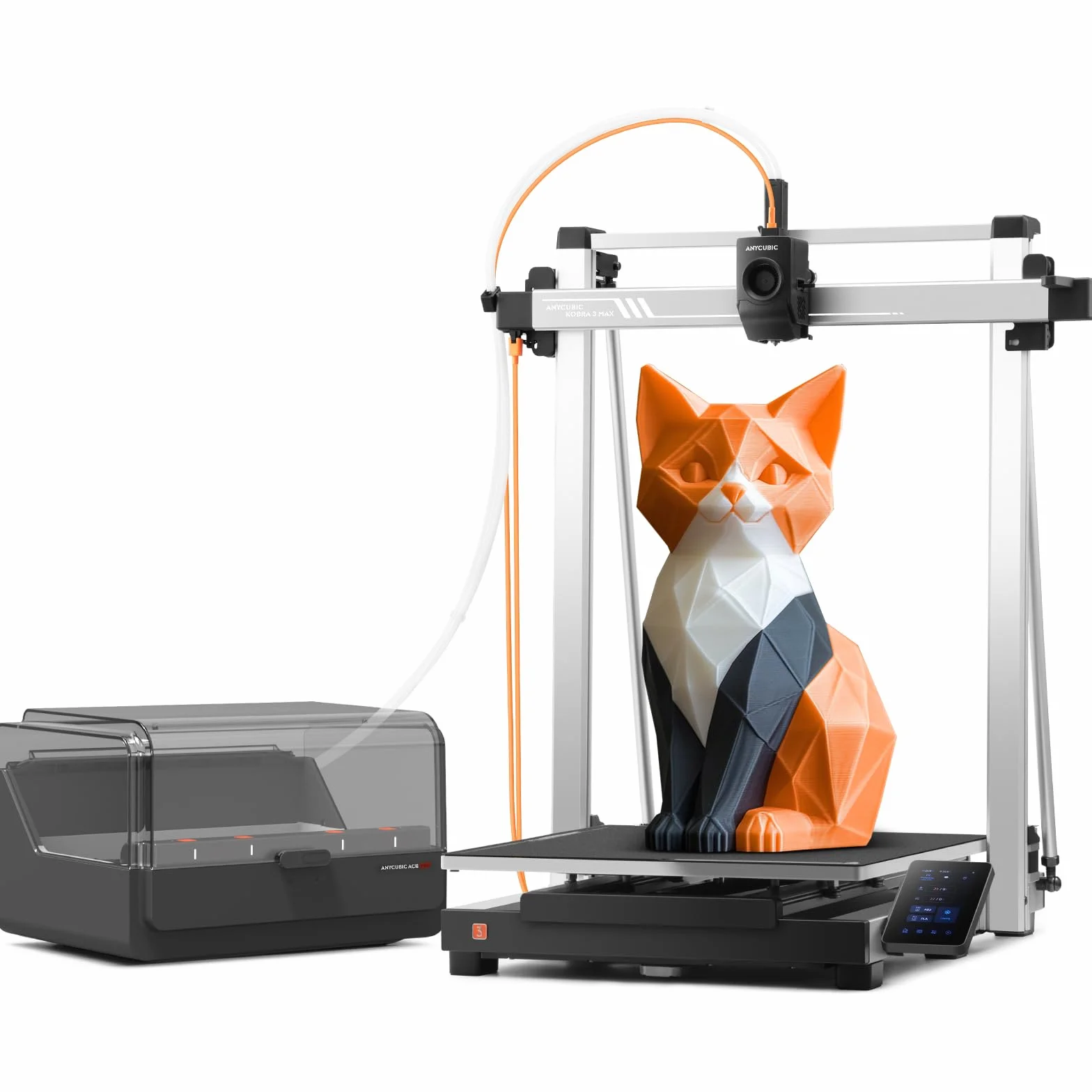 Anycubic Kobra 3 MAX Combo Impresora 3D Multicolor, Impresión de Alta Velocidad a 600 mm/s, LeviQ 3.0, Gran Tamaño de Impresión 420 × 420 × 500 mm