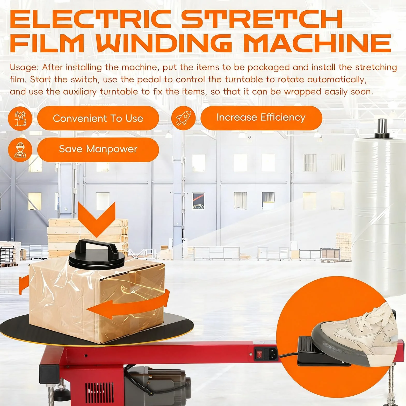 Máquina eléctrica para Envolver con Film Estirable, máquina Manual para Envolver y flejar Paquetes, Cajas de cartón y Equipaje, máquina de Envolver Cajas de cartón de Mesa.