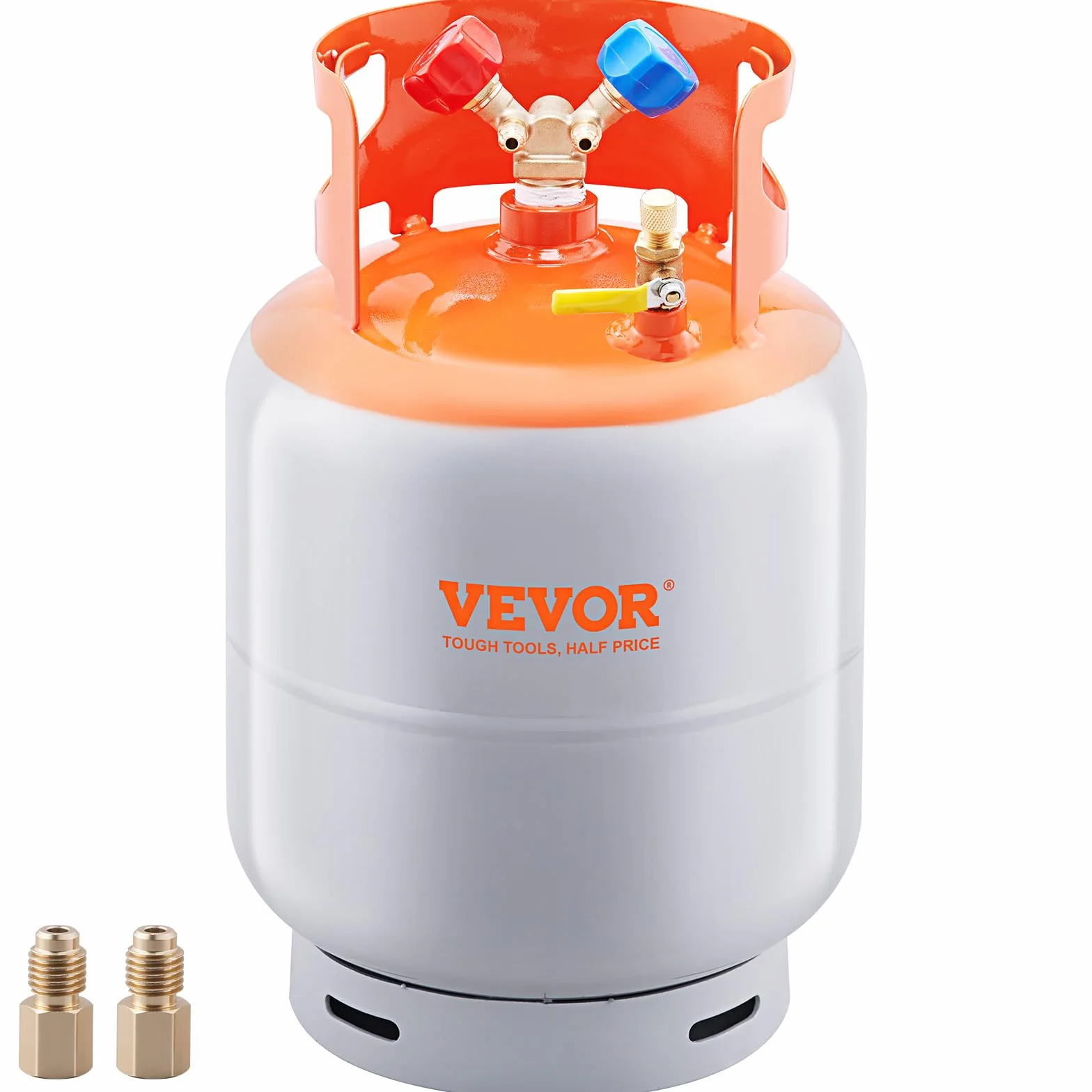 VEVOR Tanque de Recuperación de Refrigerante Capacidad de 50 libras Tanque Cilíndrico Portátil 400PSI con Válvula Y para Líquido Vapor Recipiente de Recuperación de Alto Sellado para R22/R134A/R410A