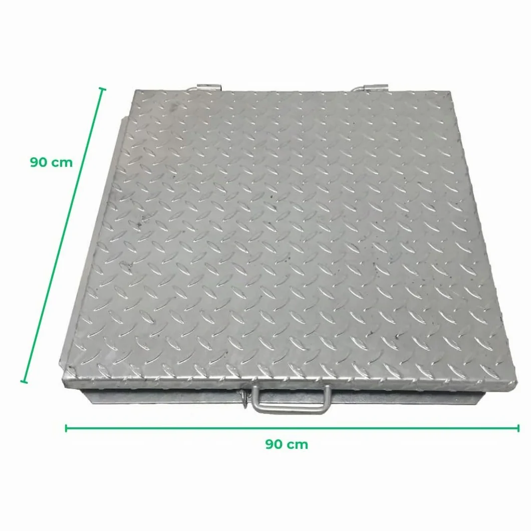 EINSIDE Tapa cisterna, Cierre de depósito galvanizado y moldeado, Alcantarilla galvanizada para inspección, 90 x 90 cm