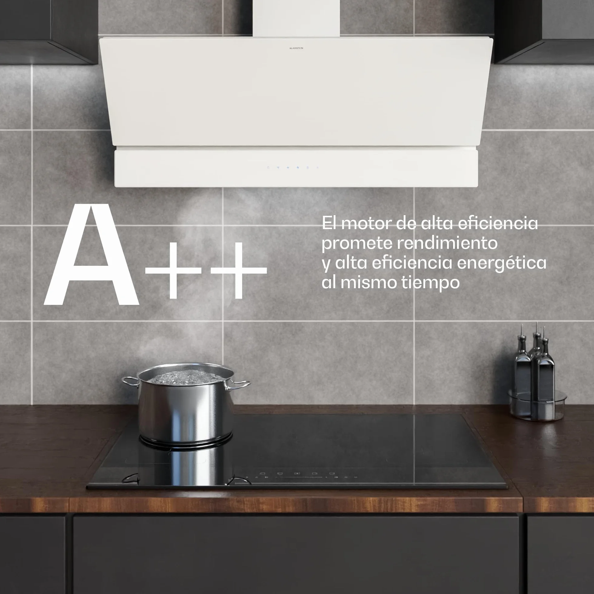 Klarstein Velaire Campana Extractora 90 cm 820 m³/h A++ LED Táctil Filtros Lavavajillas 3 Velocidades Boost Blanco