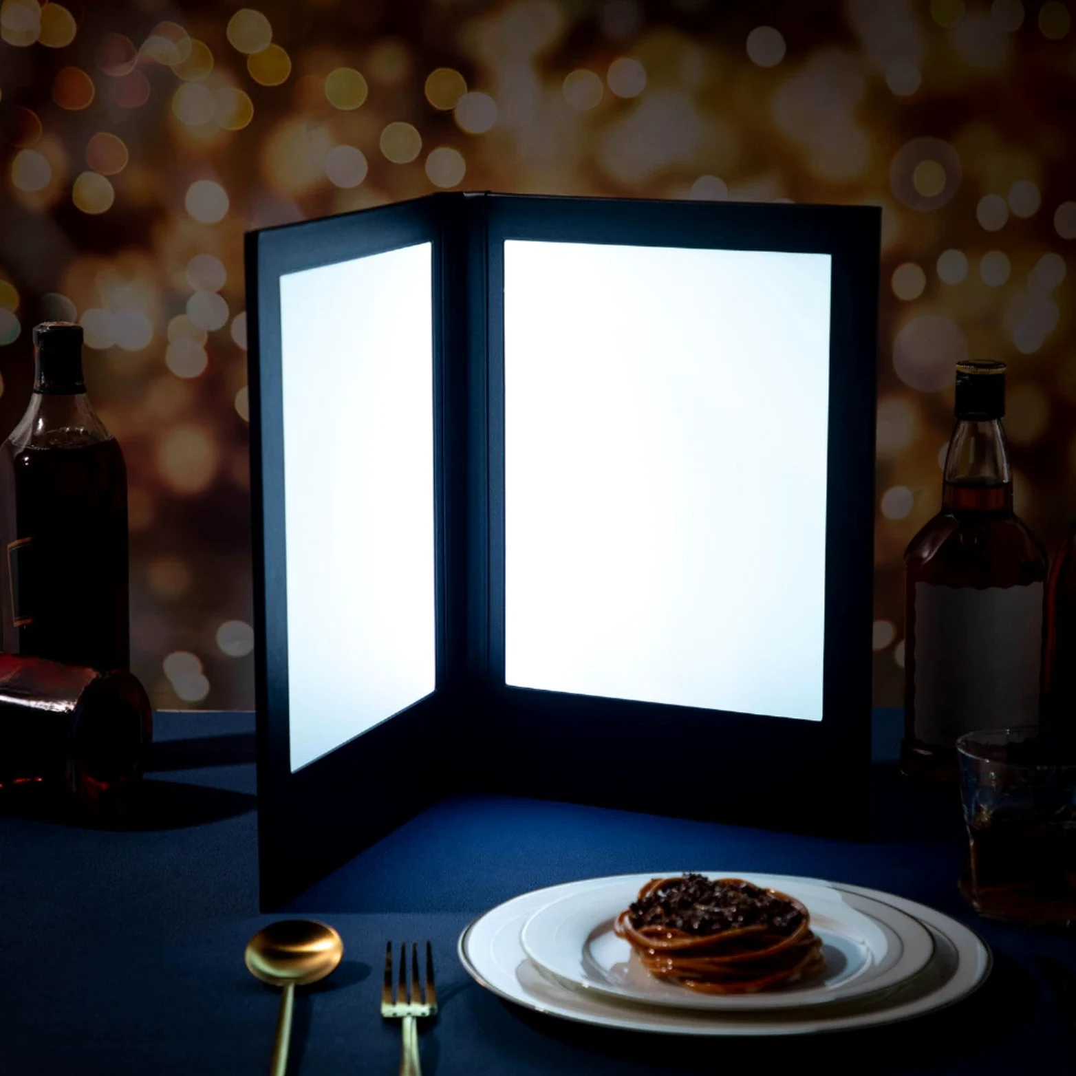 Cubiertas de menú LED de 8 x 10.5 pulgadas, luz retroiluminada LED, soporte de menú de doble panel, carpeta de piel sintética, se adapta a papel para restaurante, hotel, club, bar, vino