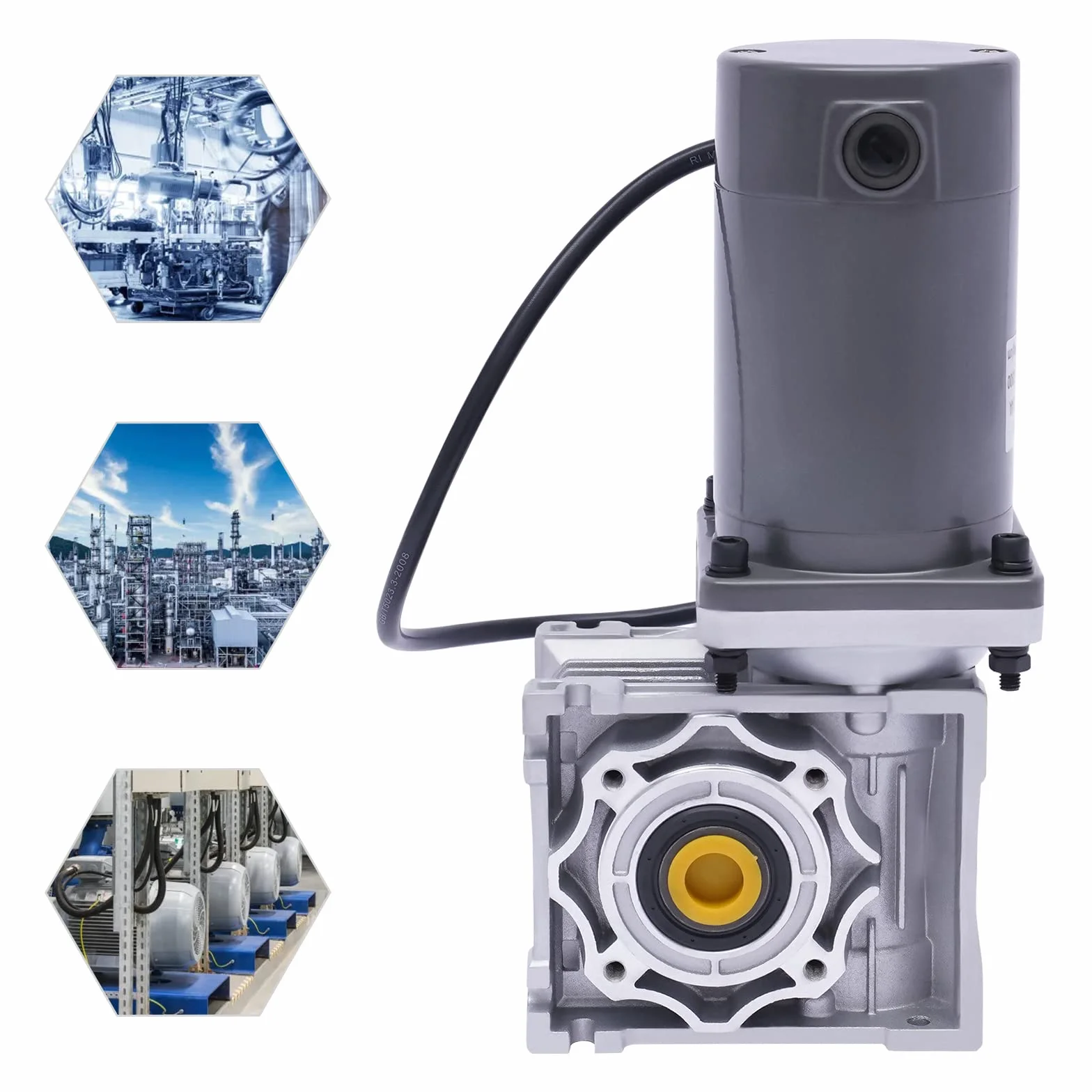 Motor de engranaje de 12 V CC, 120 W RV40, velocidad ajustable en sentido horario/CCW con autobloqueo, para barbacoas automáticas/mezcladores/puertas/ventanas, gris (12 V)