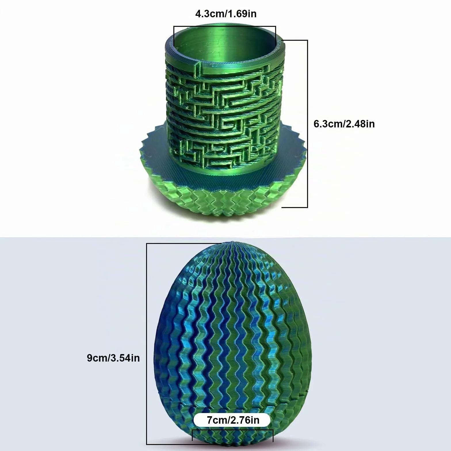Caja Misteriosa Enigma Laberinto Ovalado Impresa 3D Azul-Verde Compartimento Secreto Cilindro Código Entrenamiento Concentración