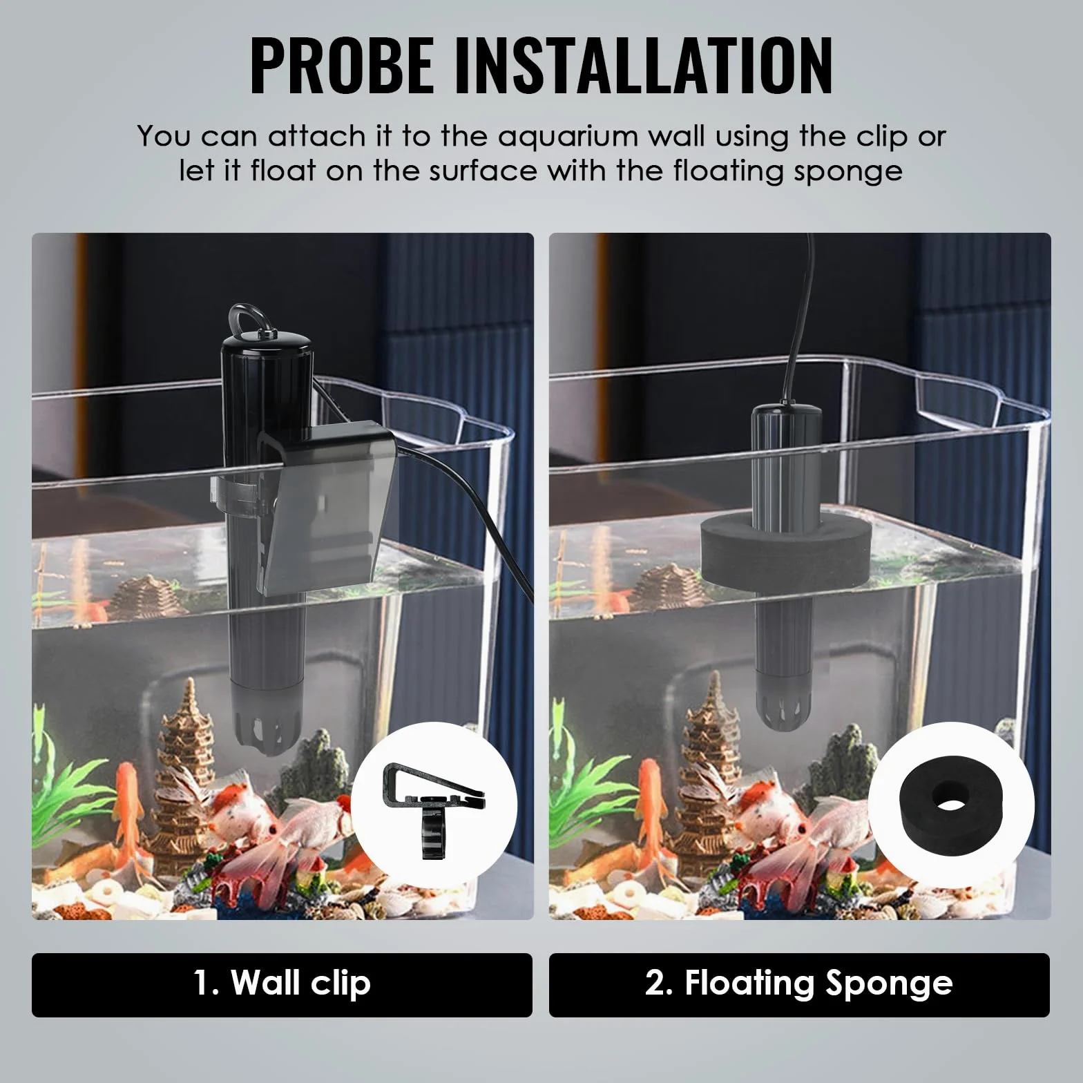 TEKCOPLUS Monitor inteligente WiFi de calidad del agua, 7 en 1, probador digital de acuario e hidropónico para pH, temperatura, TDS, salinidad EC, gravedad específica y sonda multiparámetro ORP en