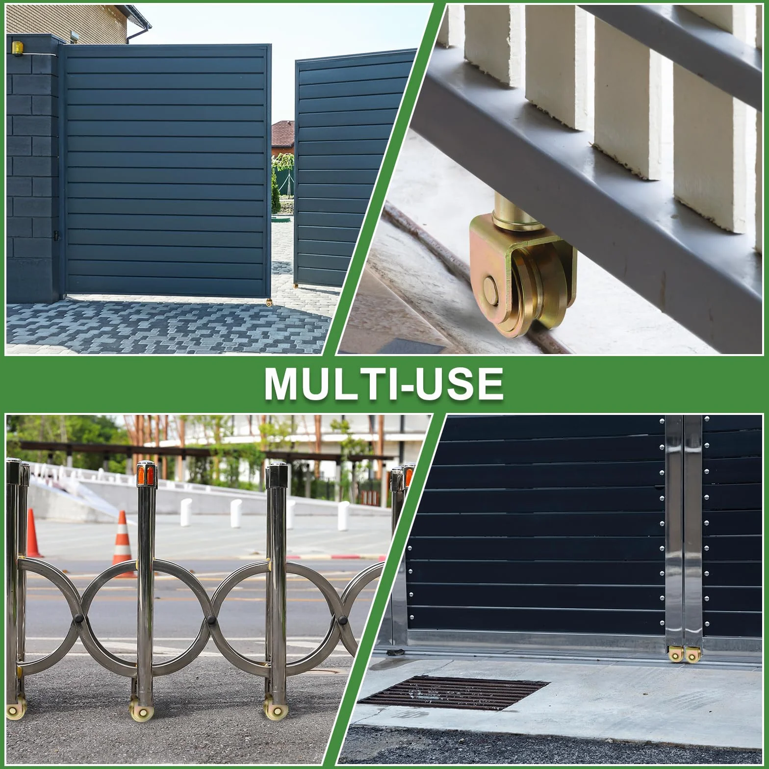 Ruedas de puerta corredera de 1.9 pulgadas, 4 unidades polea giratoria 360° ranura en V soporte riel, máquina industrial dorado