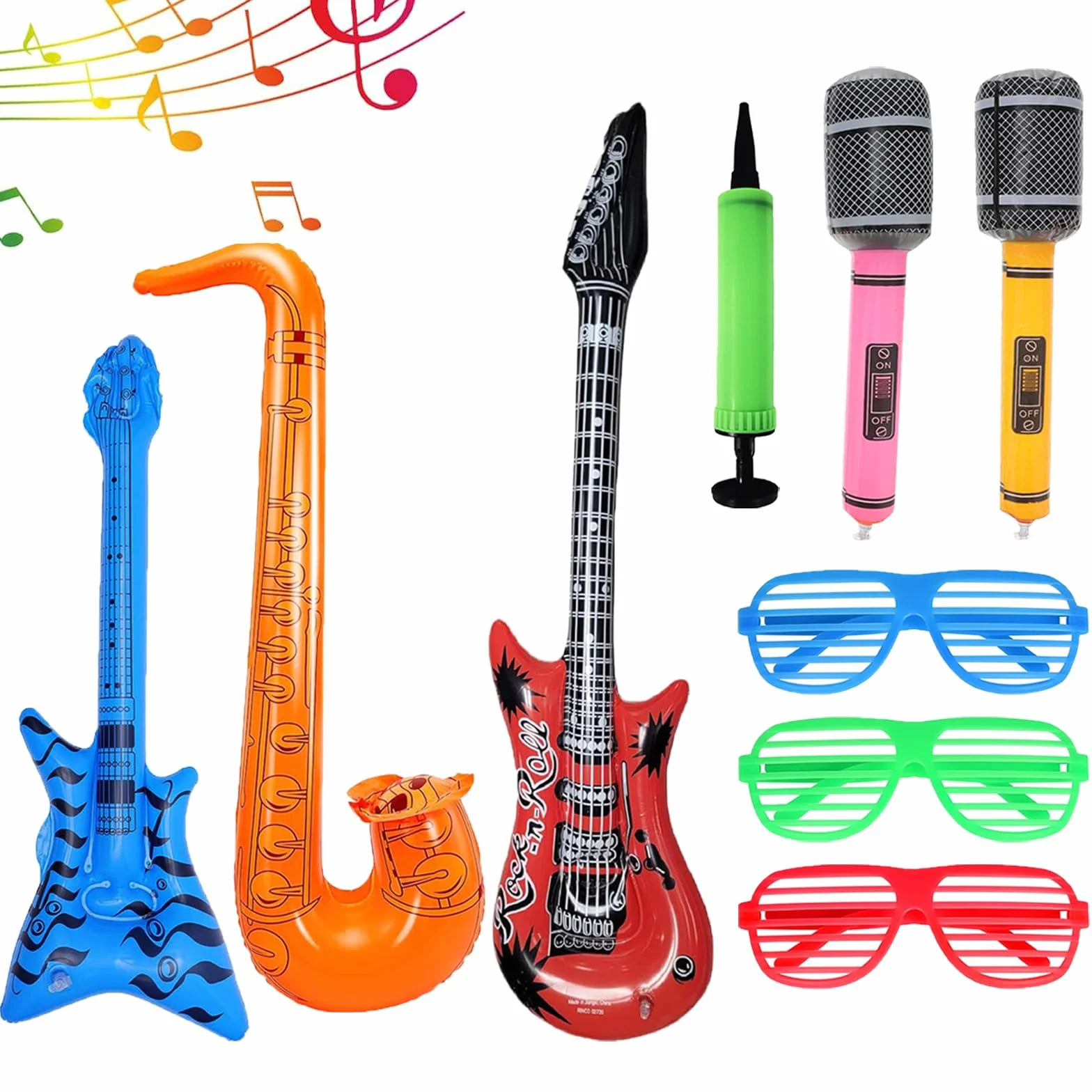 Fotobox Accessoires 9 Stück aufblasbares 90 cm Luftgitarren für Mottoparty Geburtstagsfeiern