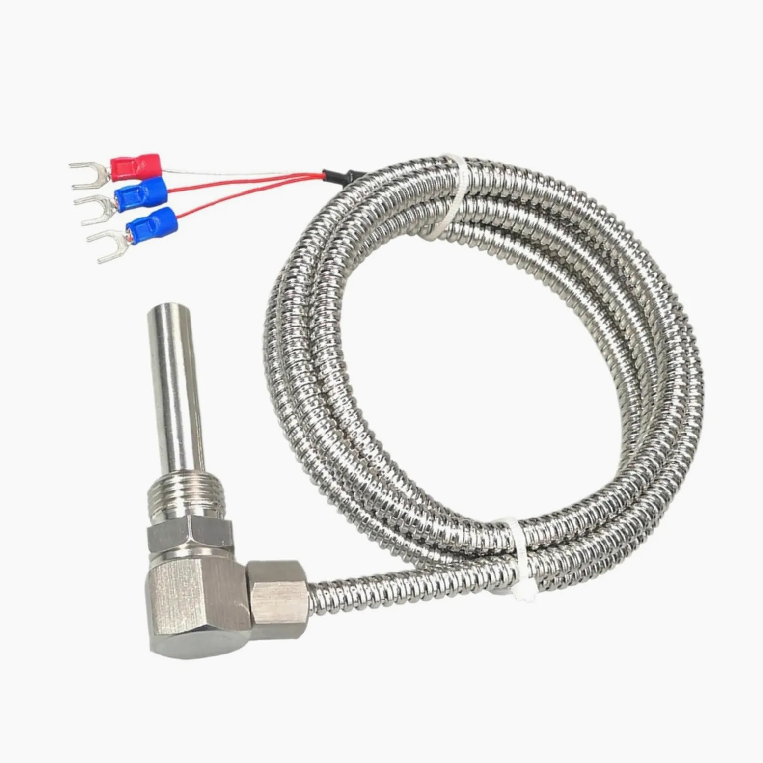 Sensor de temperatura del cojinete Sonda PT100 Sensor de temperatura roscado en forma de L Sonda industrial de acero inoxidable(Pt100 2M Dual)