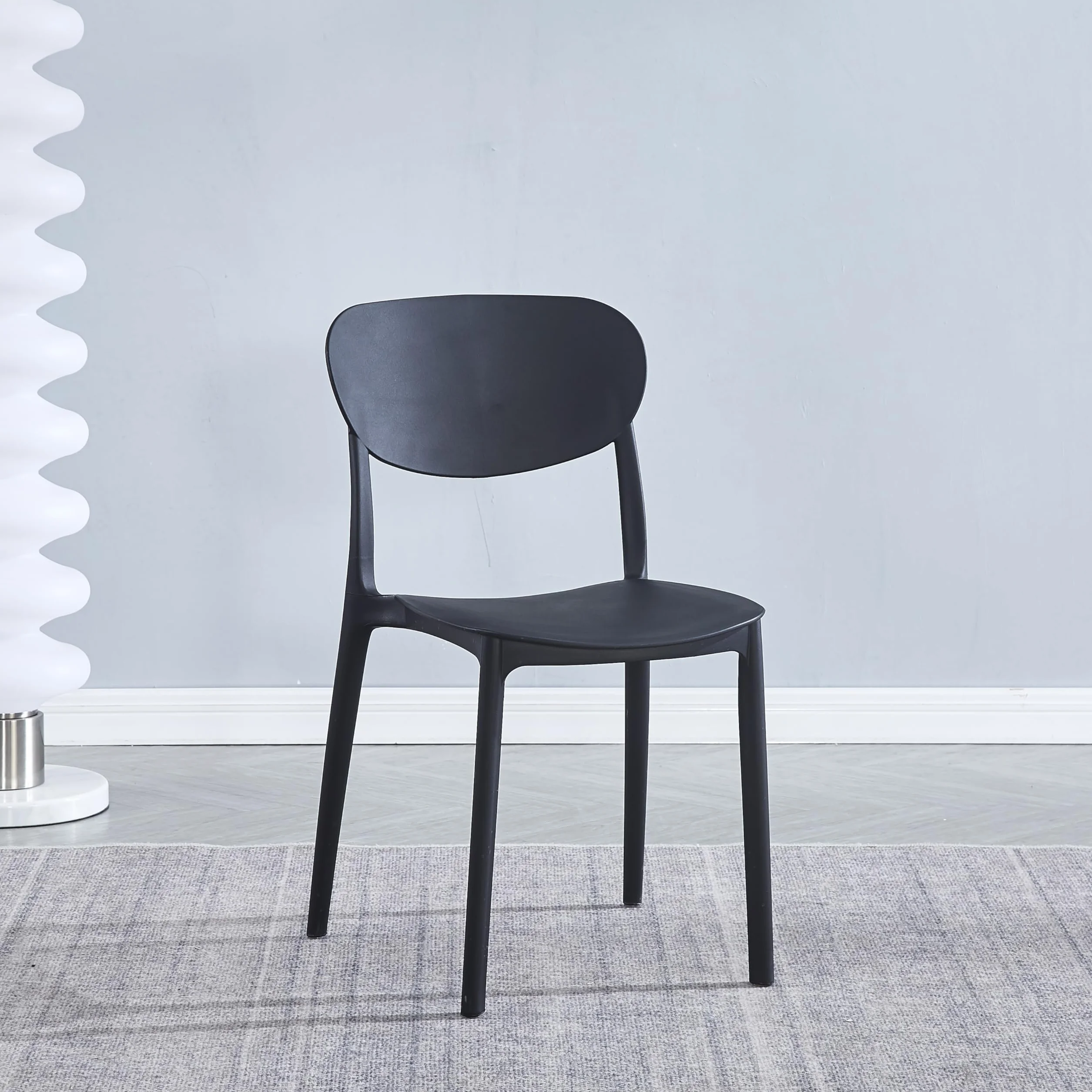 Genérico M1C - Pack 5 Sillas de Comedor Videl, Sillas para Cocina o Exterior, Jardín, Color Negro, Asiento y Respaldo en Polipropileno, Patas metálicas