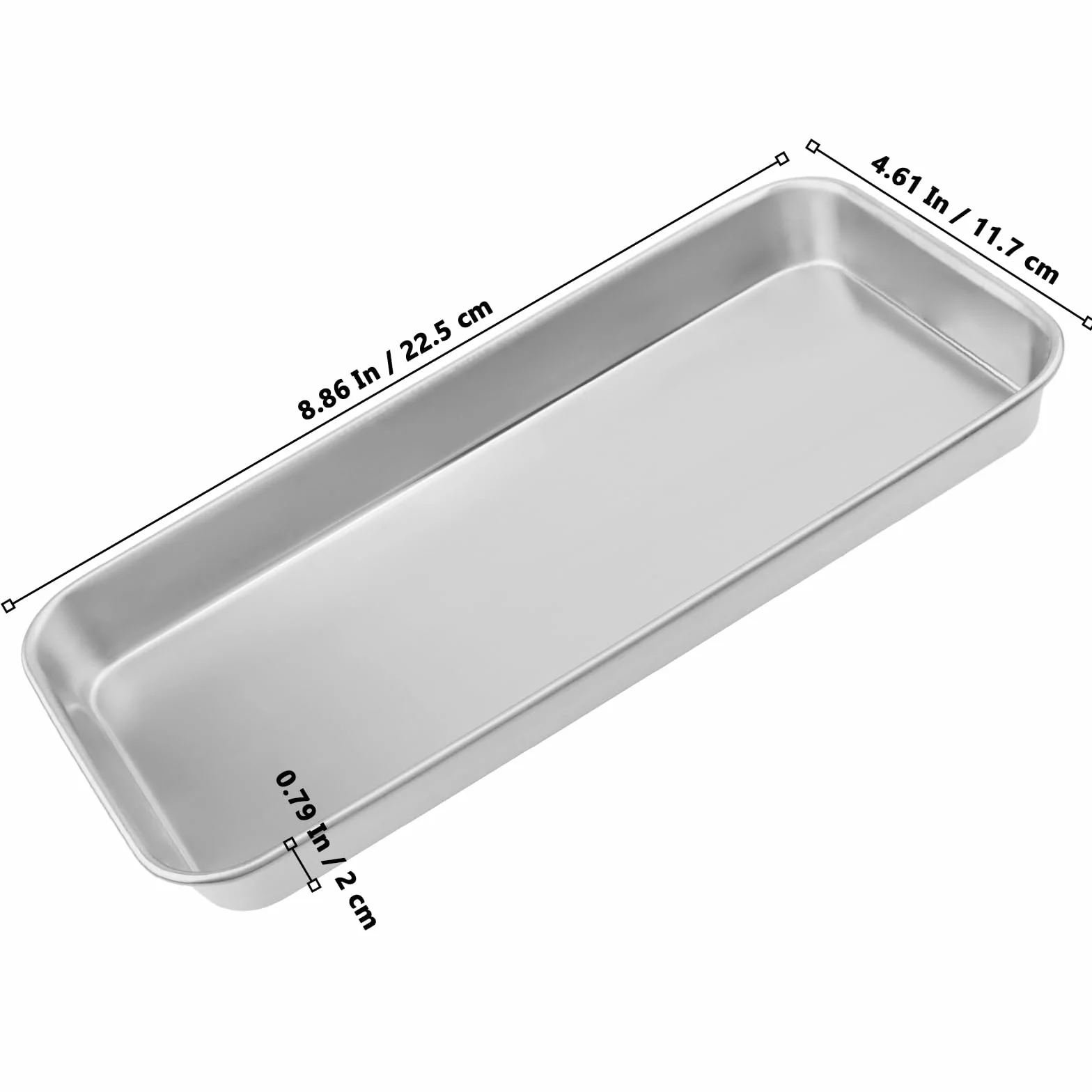 Bandeja de Instrumentos de Acero Inoxidable 22,5 x 11,7 x 2 cm, Pequeñas Bandejas Rectangulares para Laboratorio