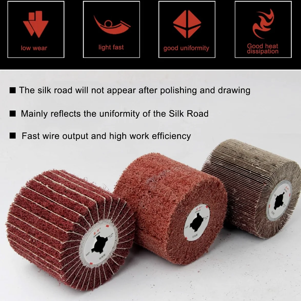 Juego de ruedas de pulido y trefilado de alambre de nailon de 3 piezas - Ruedas de tela abrasiva(240grit)